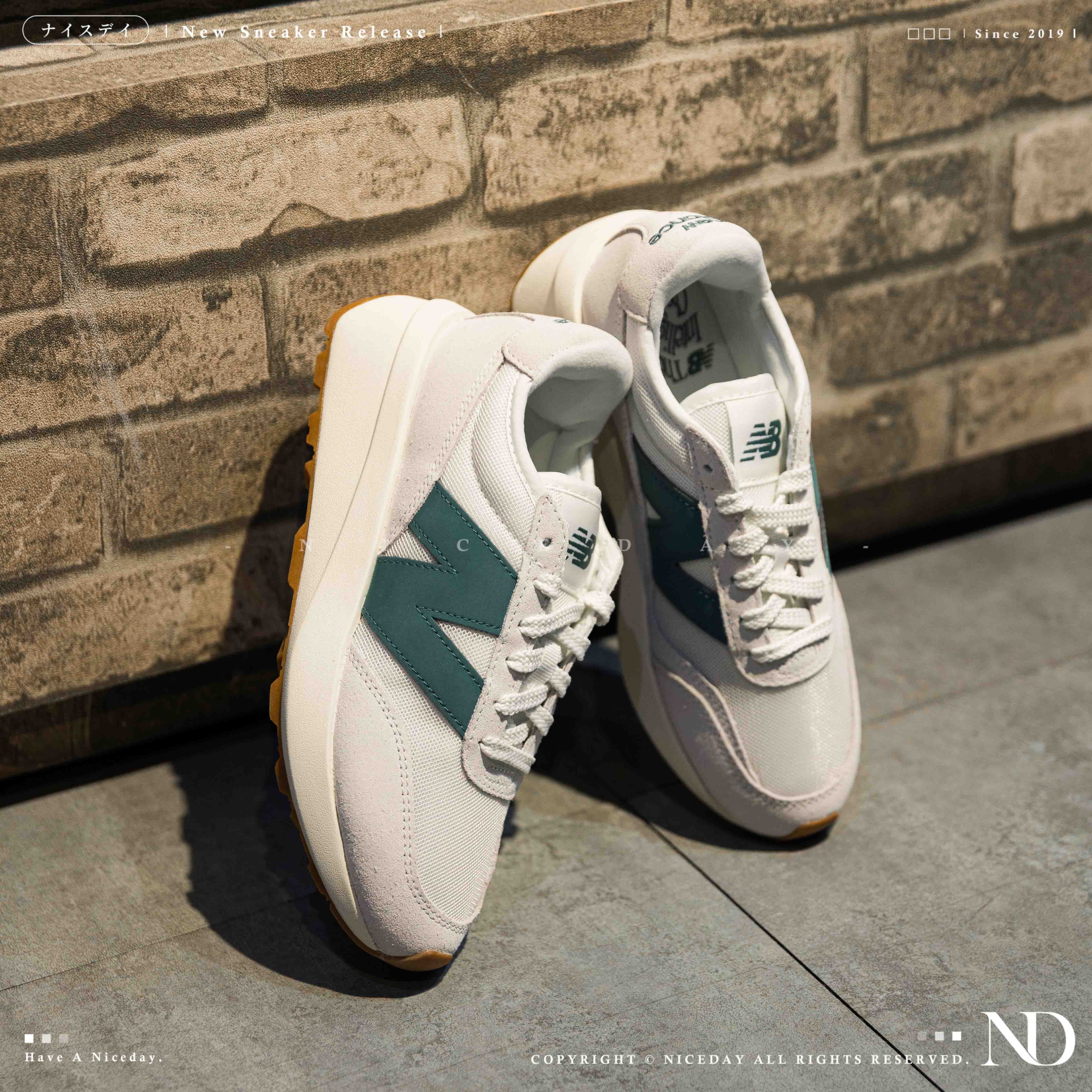 NICEDAY 現貨 New Balance 370 復古 白綠 白紅 米白 麂皮 厚底 舒適 增高 U370CC U370CB