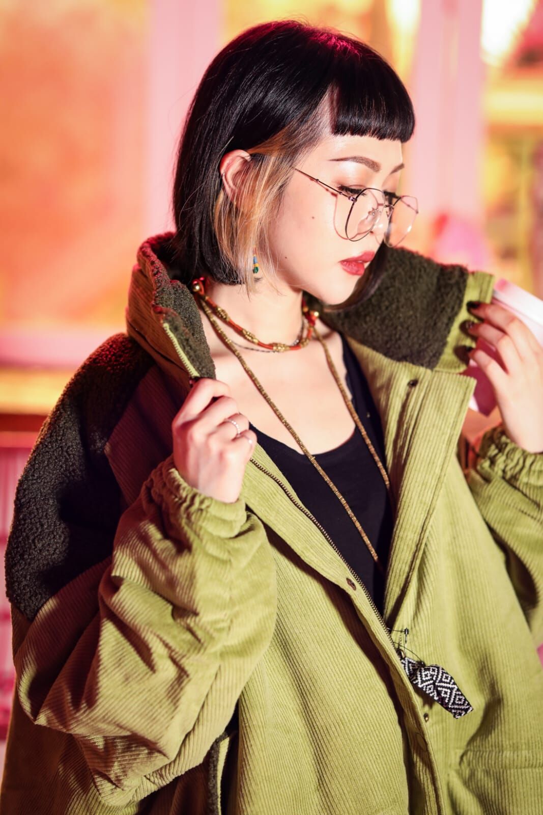 Amina 外套  - CCK-0301 ( 卡其色 /深紅色 )