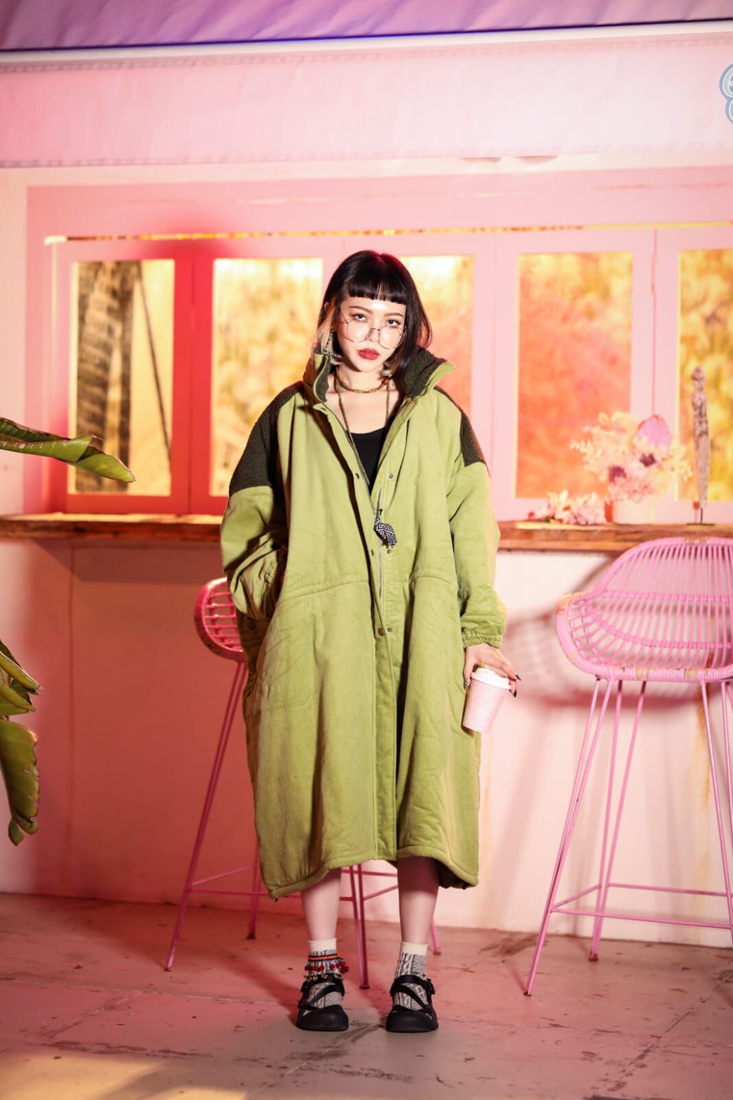 Amina Jacket - CCK-0301 ( Khaki /Dark Red )