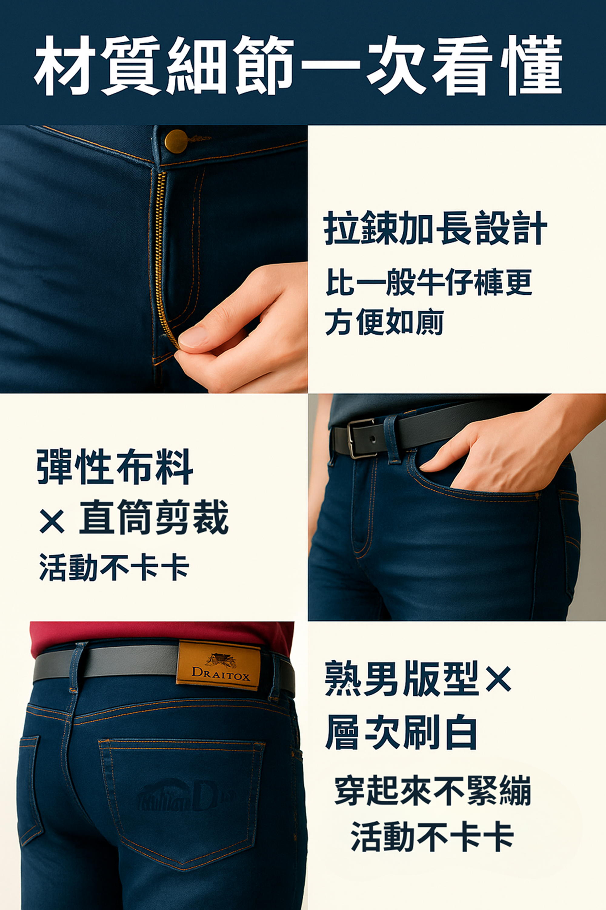 細節圖~長拉鍊,彈性布料