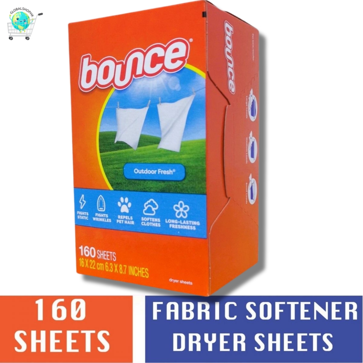 [現貨] 美國進口Bounce 四合一防靜電衣物柔順紙, 160張