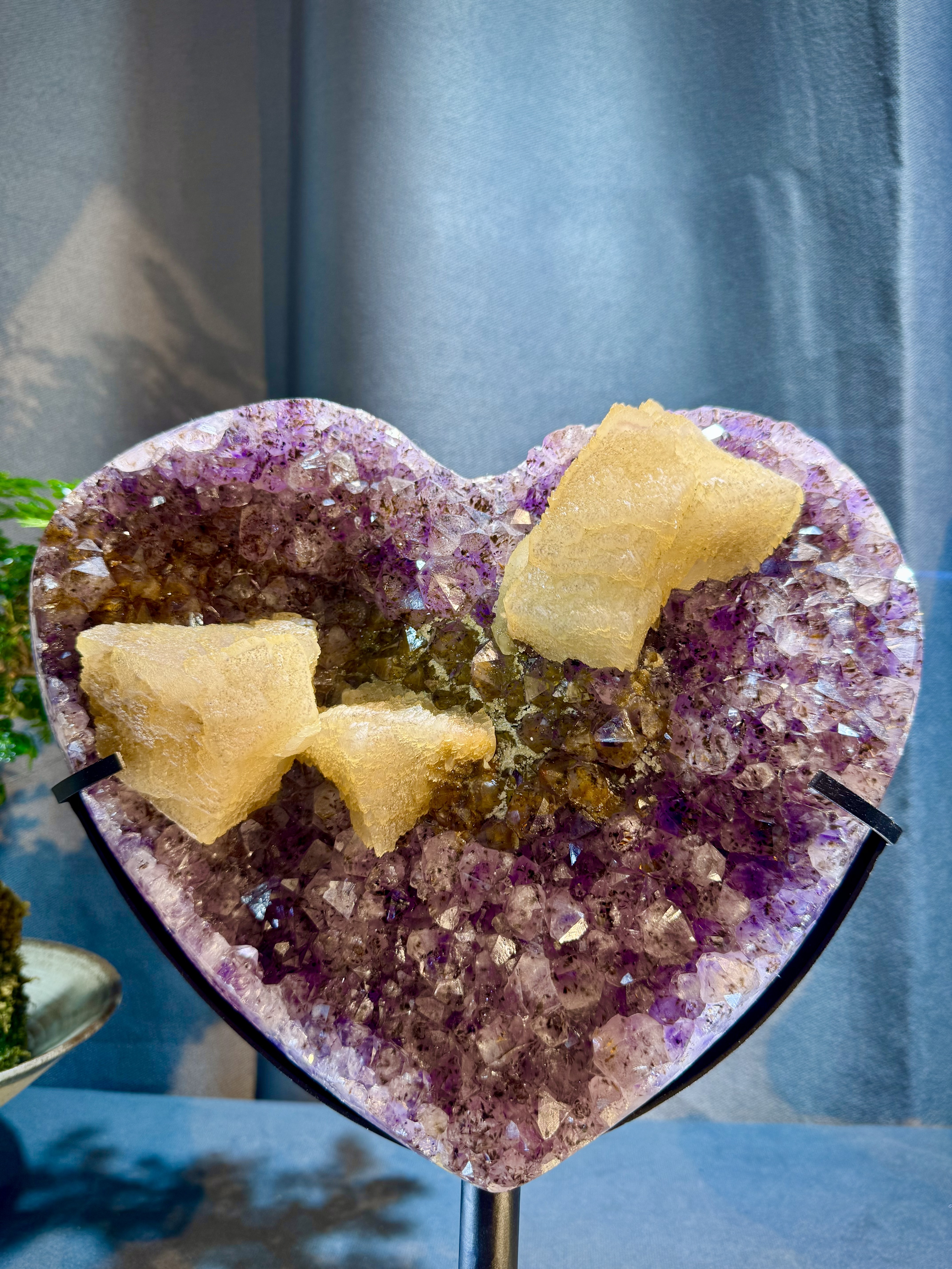 頂級冰糖方解石紫鈦水晶心心 5601