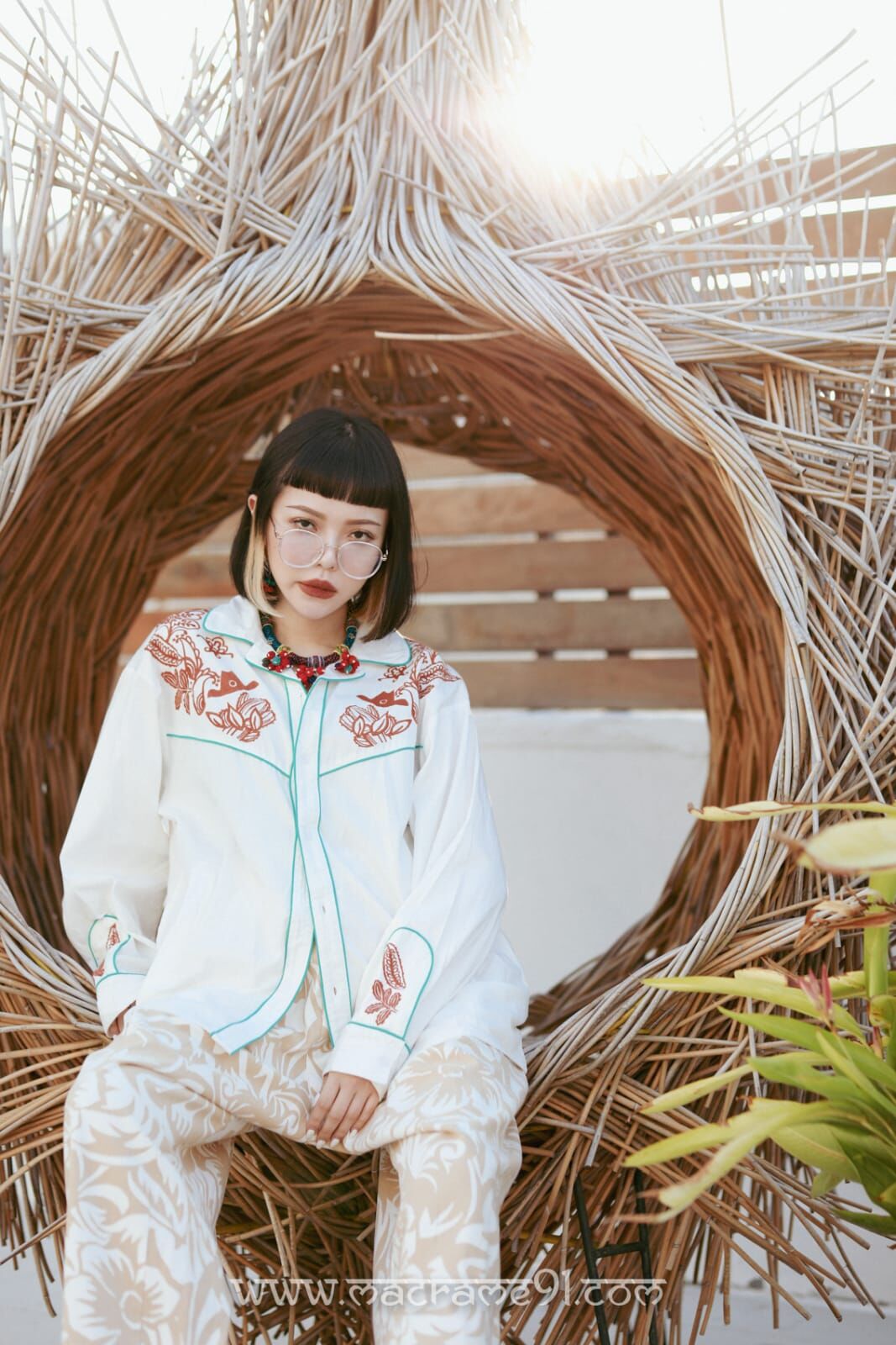 Amina Tops - IAC-2151 (Beige / Orange / White )