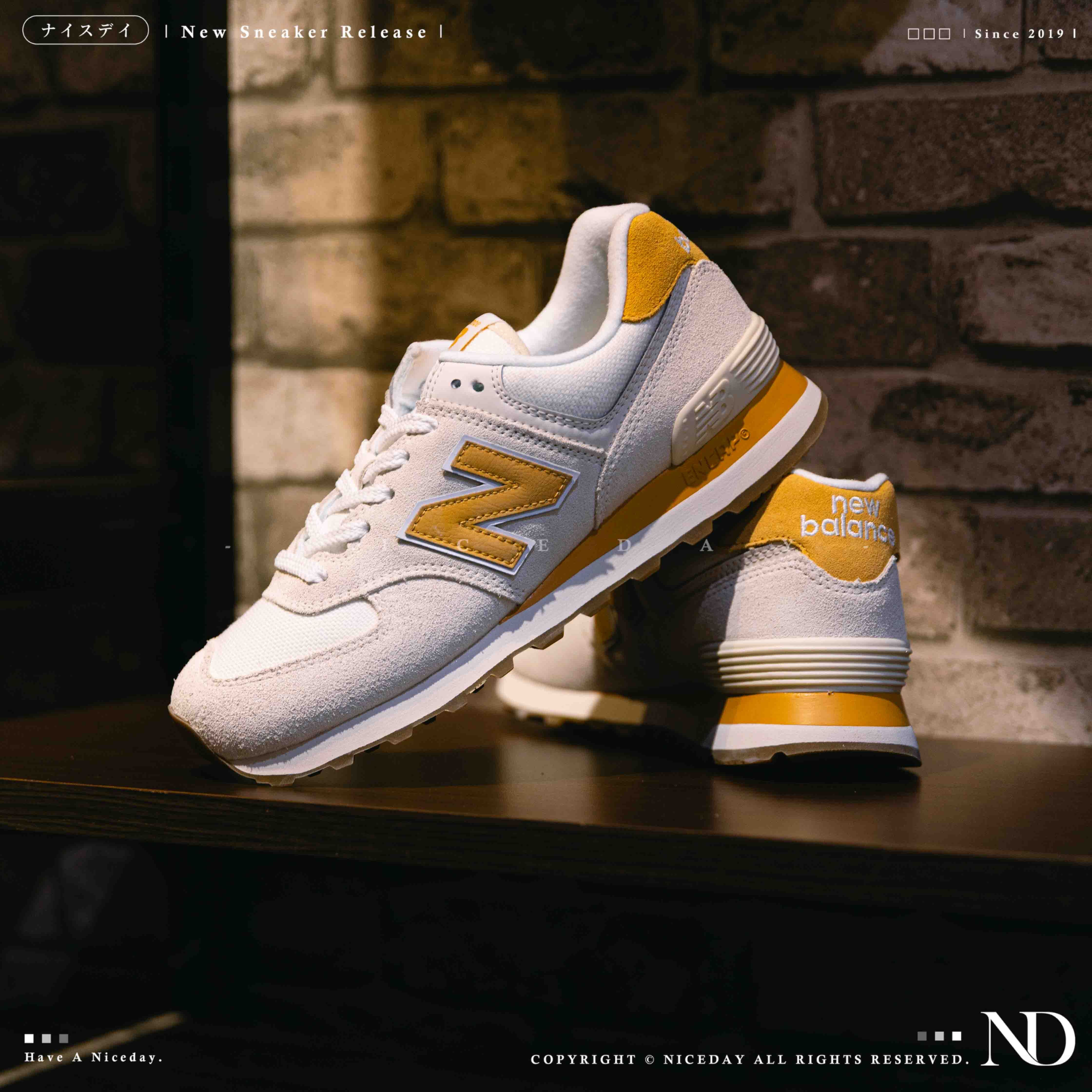 NICEDAY 現貨 New Balance 574 復古 奶油藍 奶油黃 麂皮 藍色 黃色 清新