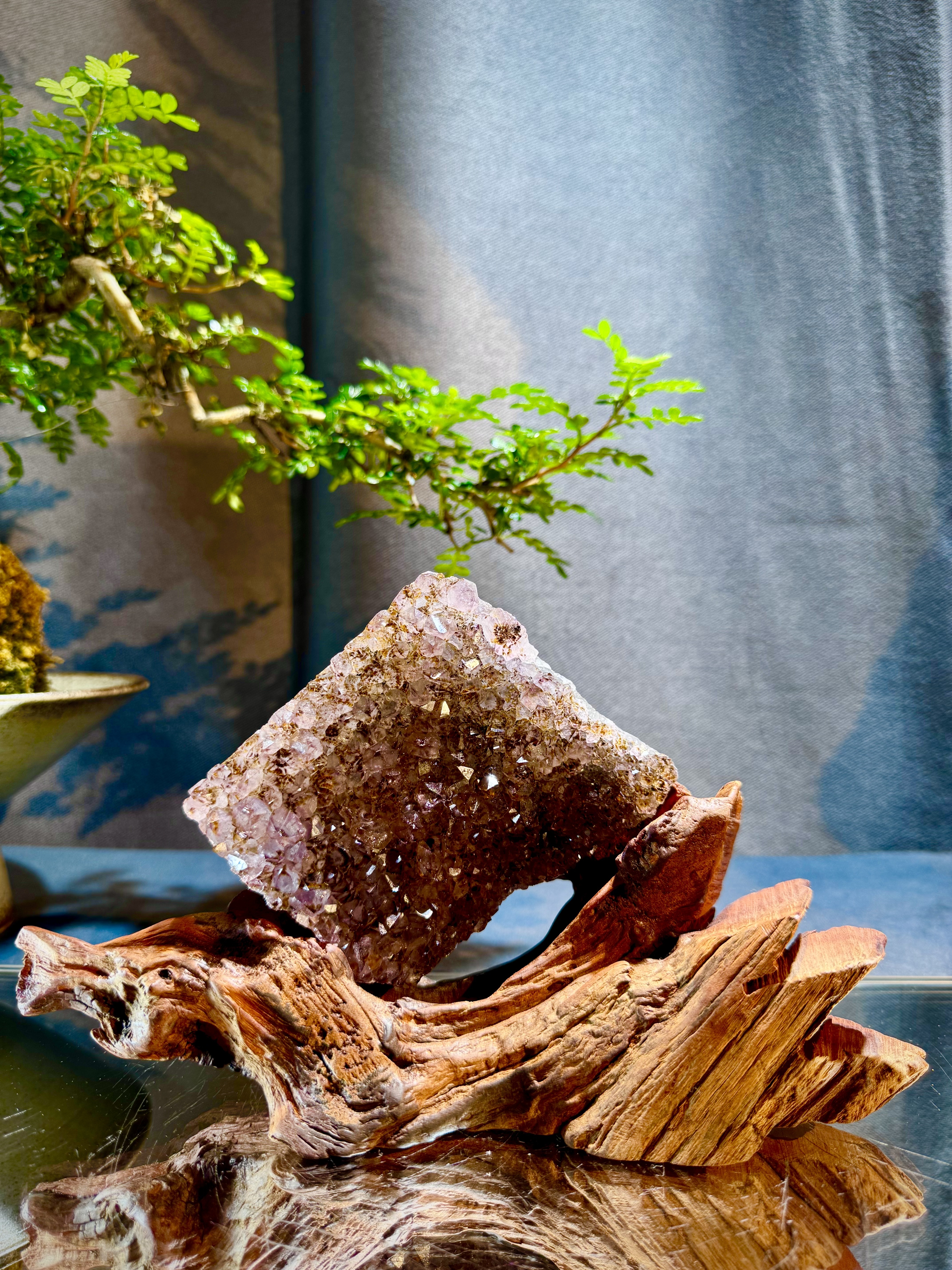 頂級紫鈦水晶簇擺件 5607