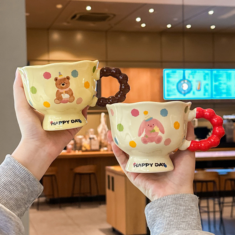 Milky Fufu Ceramic Mug with Spoon