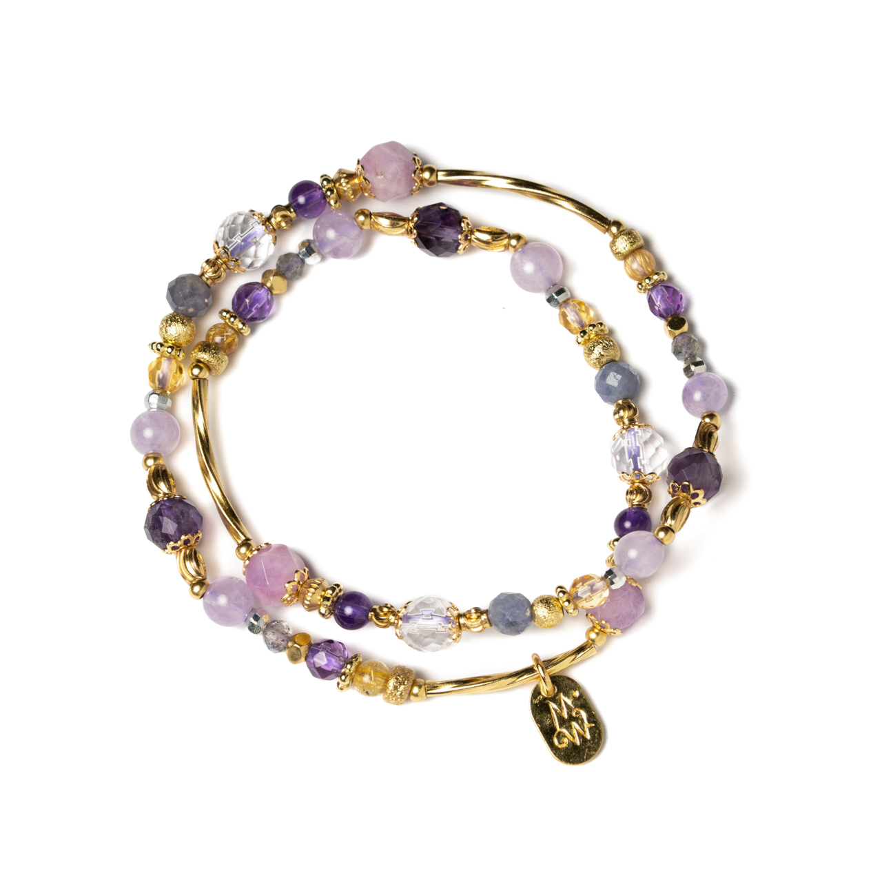 盛開南國｜薰衣草紫晶紫水晶丹泉石雙圈手鍊 C1723