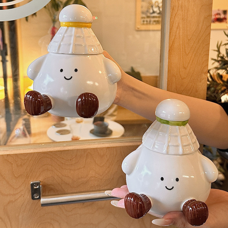 Funny Badminton Ceramic Mug with Lid