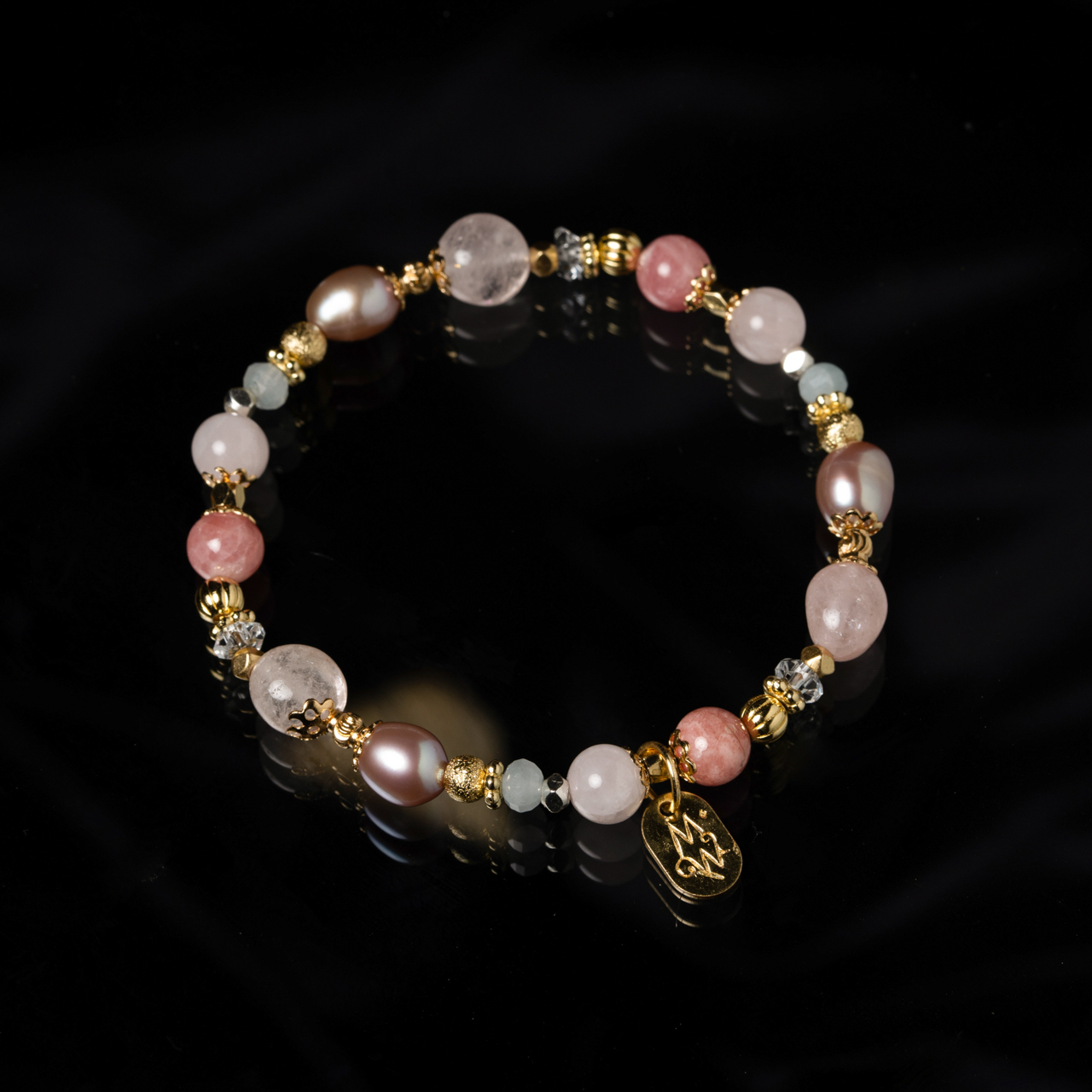 甜在心｜紫珍珠摩根石紅紋石手鍊 C1725