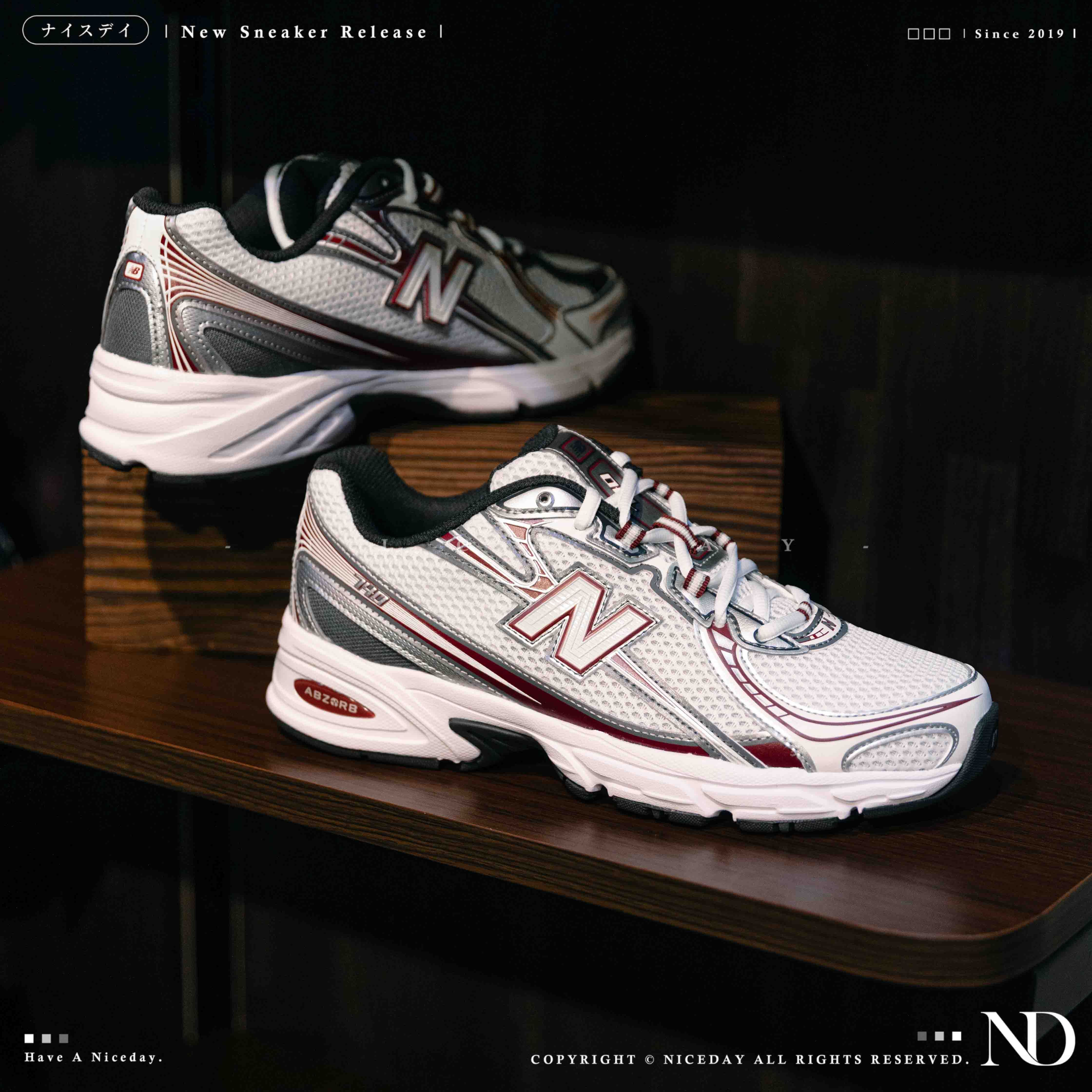 NICEDAY 現貨 New Balance 740 酒紅 白銀酒紅 深紅 復古 Y2K 紅 白 網眼 透氣 U740RD2