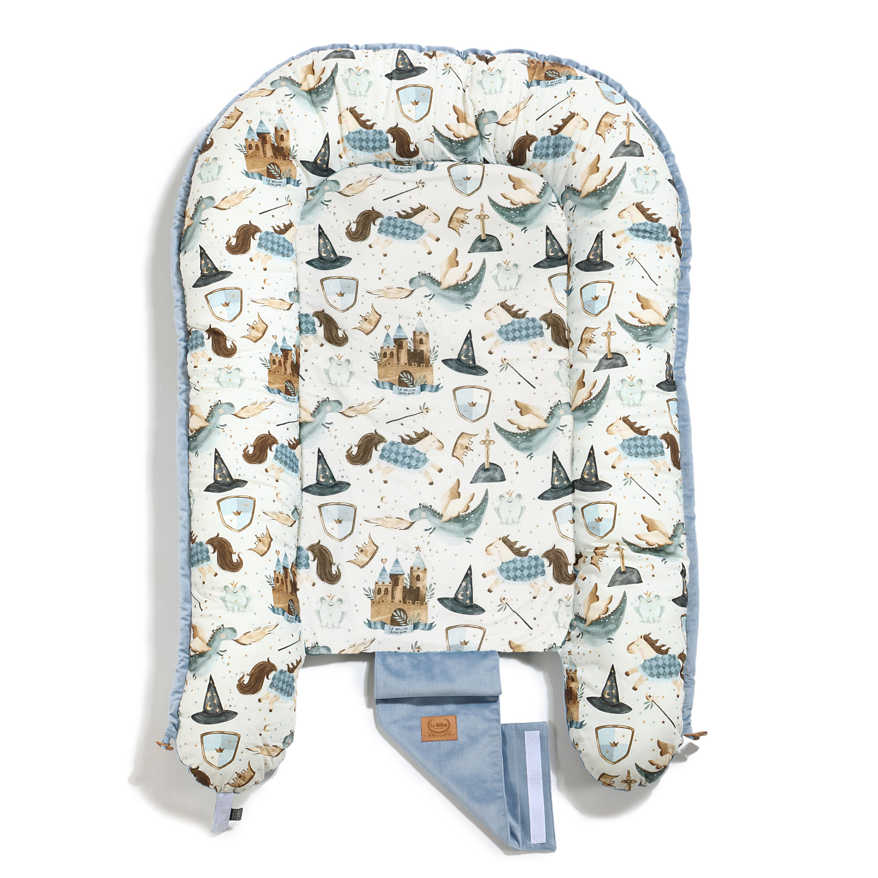 La Millou波蘭 Velvet頂級棉柔嬰兒睡窩(鋪棉版)｜仙履奇緣(藍底)｜舒柔墨藍