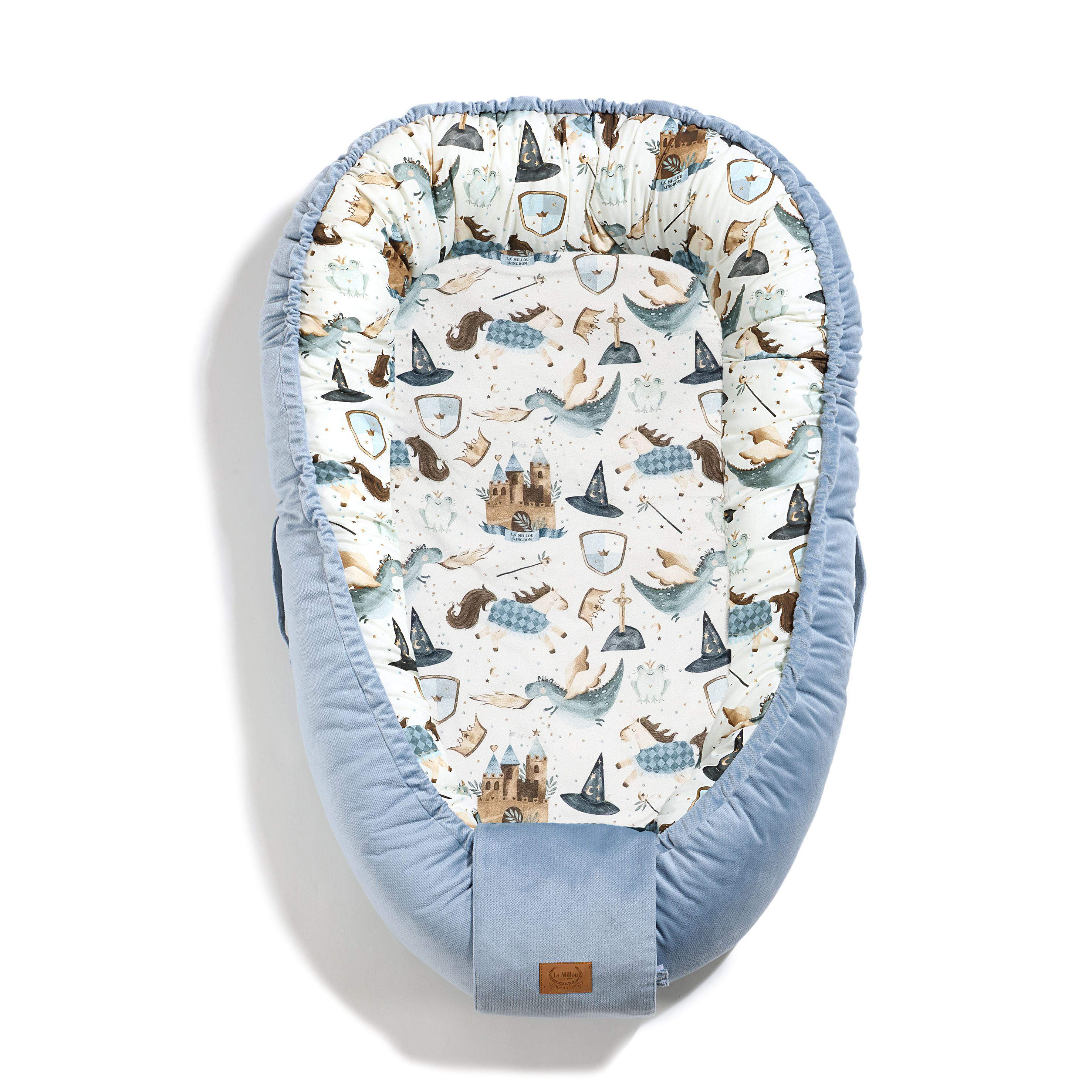 La Millou波蘭 Velvet頂級棉柔嬰兒睡窩(鋪棉版)｜仙履奇緣(藍底)｜舒柔墨藍