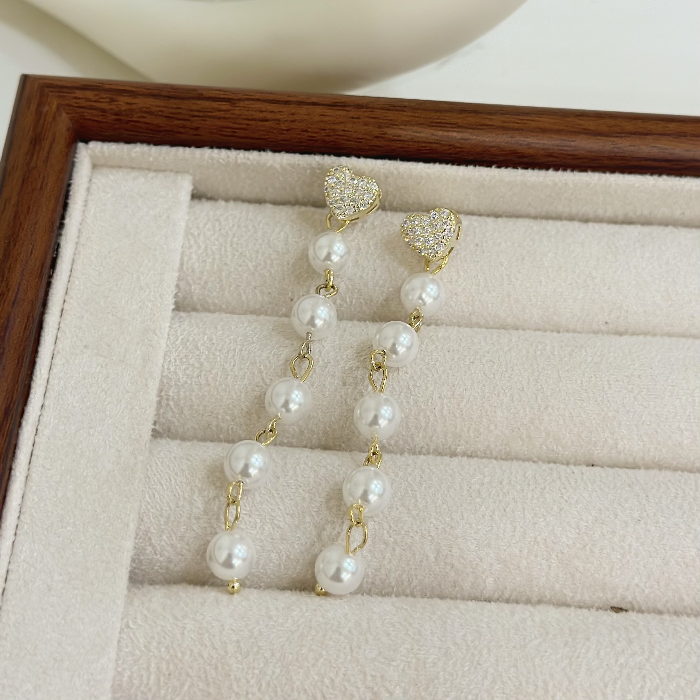 B335排鑽愛心珍珠垂吊