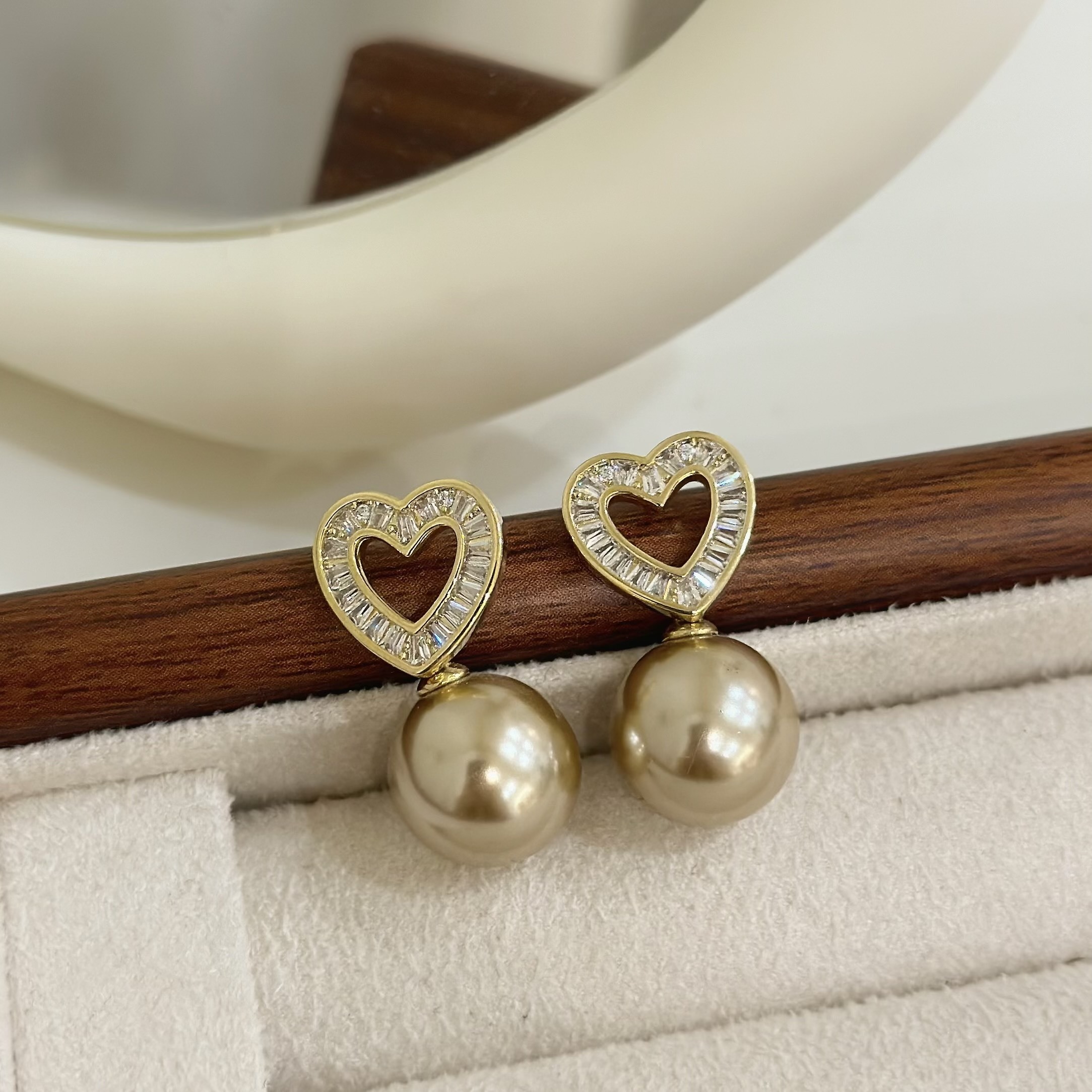 B342鋯石愛心珍珠垂吊