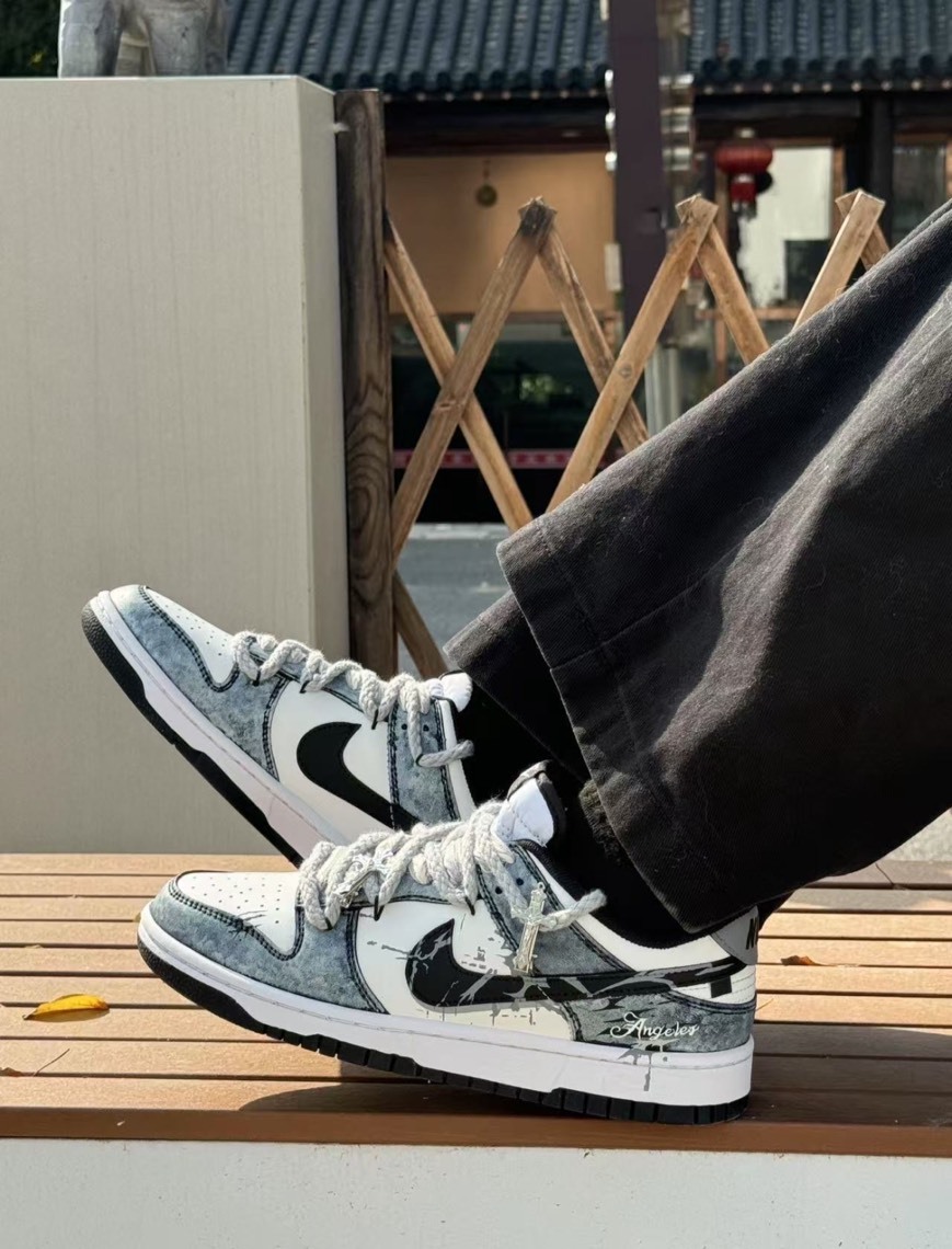 <💥廠商拗來的福利...限時砍價😣>【訂製鞋款】Nike Dunk Low 弒影靈契 哥德式 解構 藍黑白 休閒鞋 DD1391100(Team177-弒影靈契)