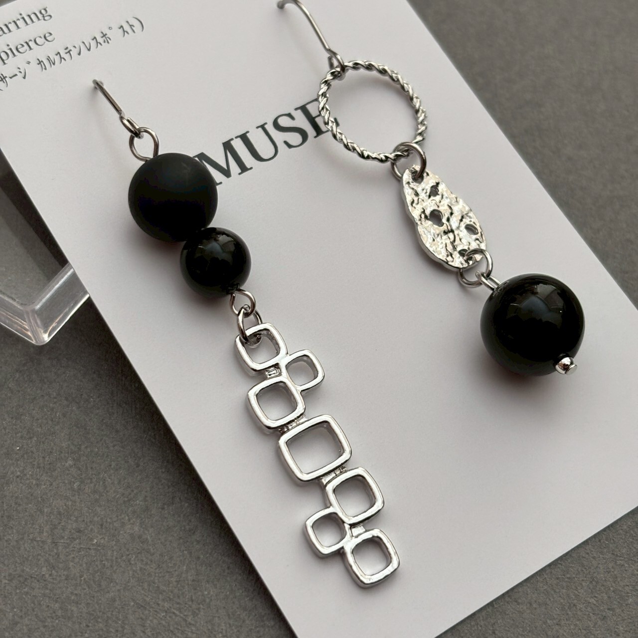 [MUSE] 不對稱花影設計耳環 | 耳針 | NO.38