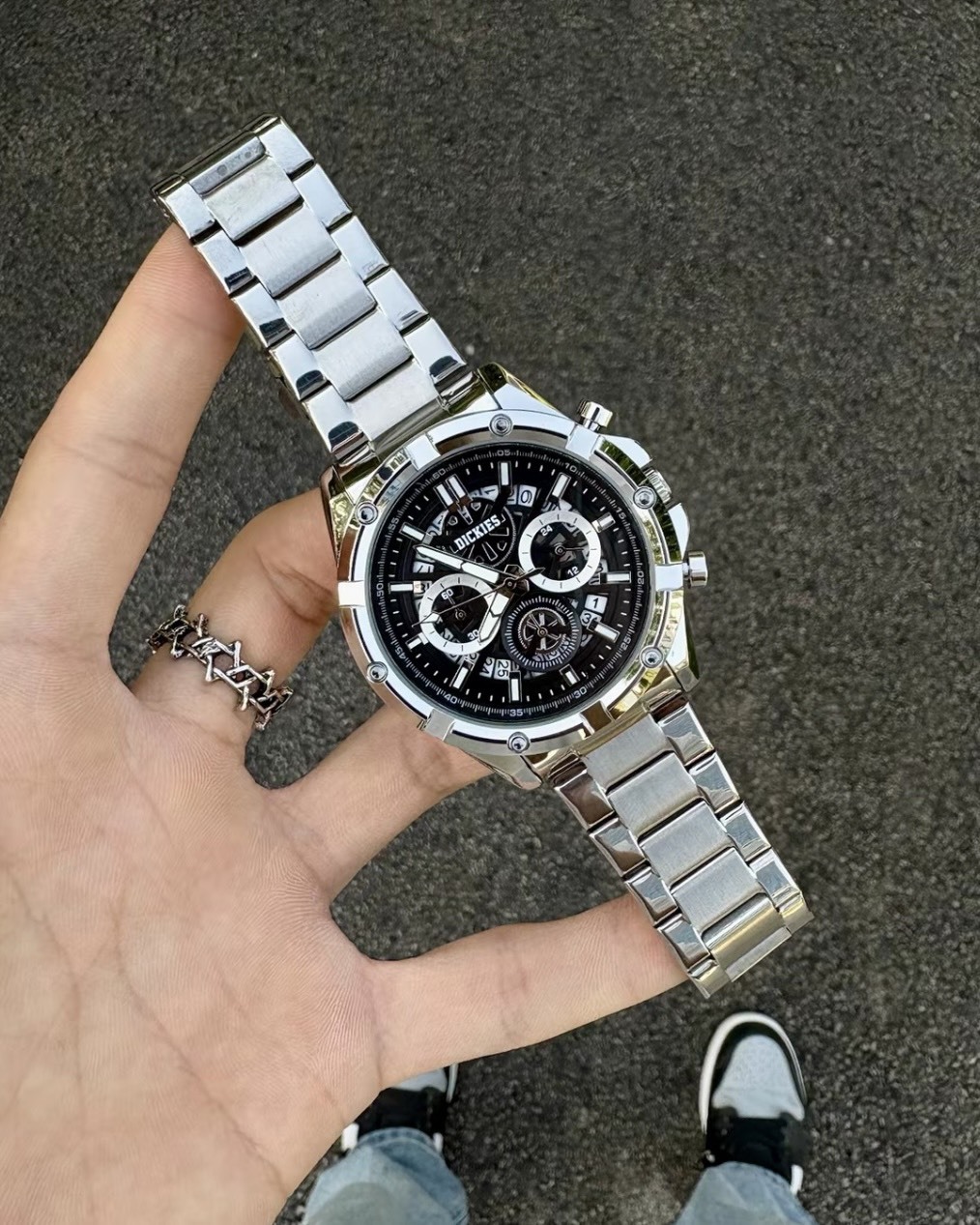 <限量代購>Dickies 銀河系列 銀鋼配色 石英機芯 三眼 鋼錶帶 手錶