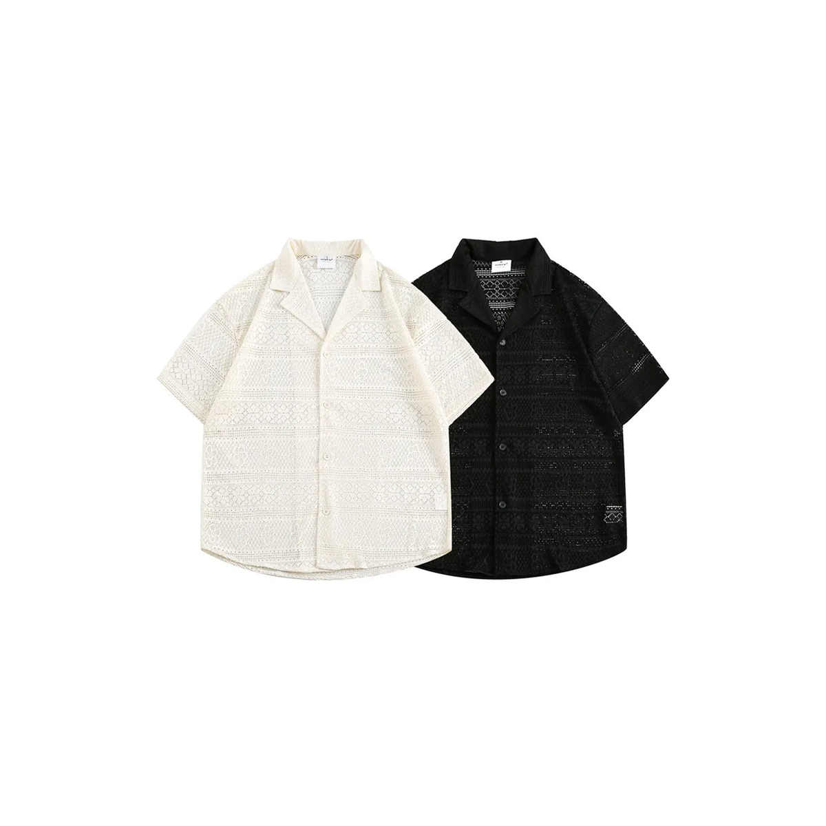 OurPick Cutout Cuban Collar Shirt 鏤空花紋古巴領襯衫 2色