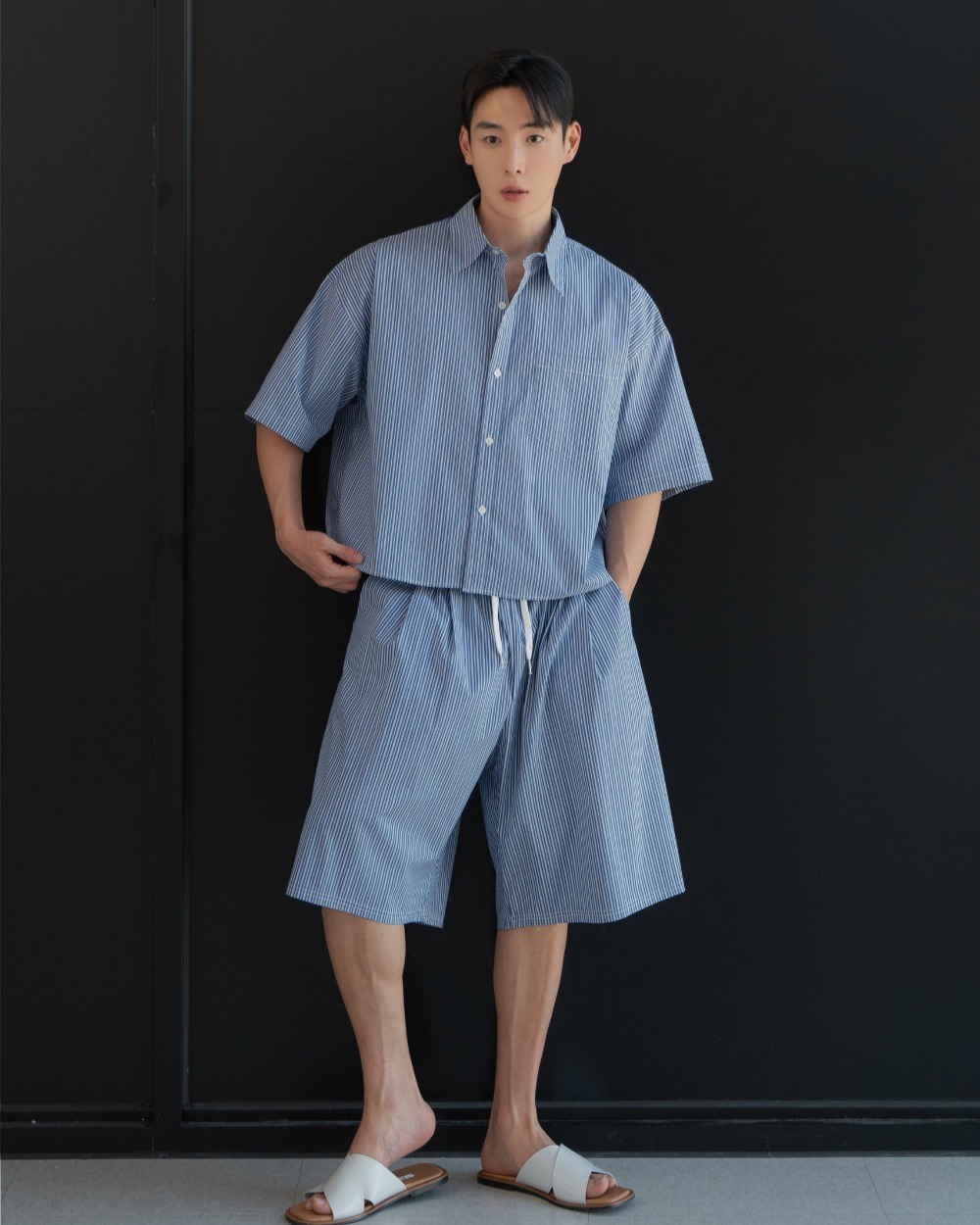 條紋百慕達短褲