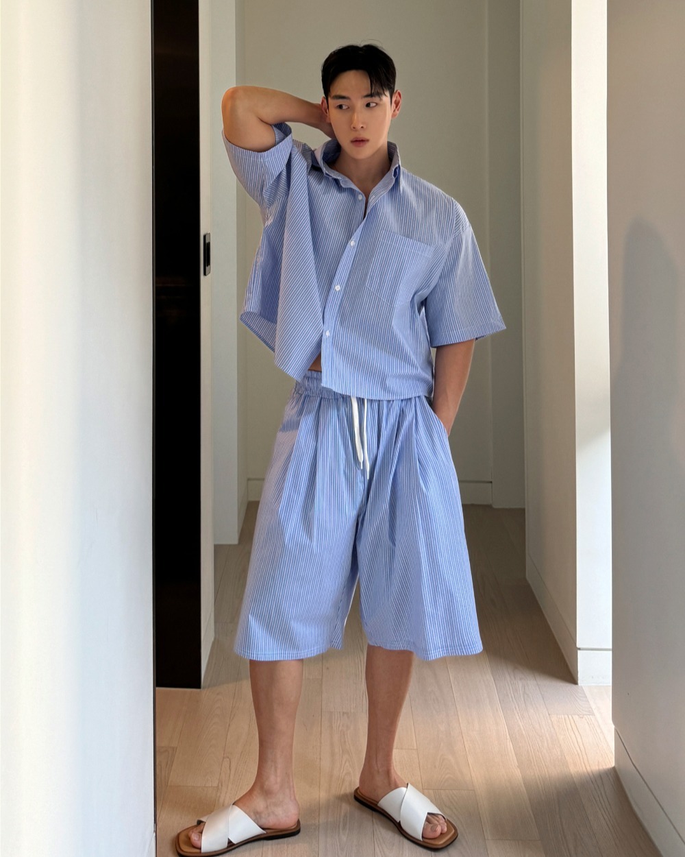 條紋百慕達短褲