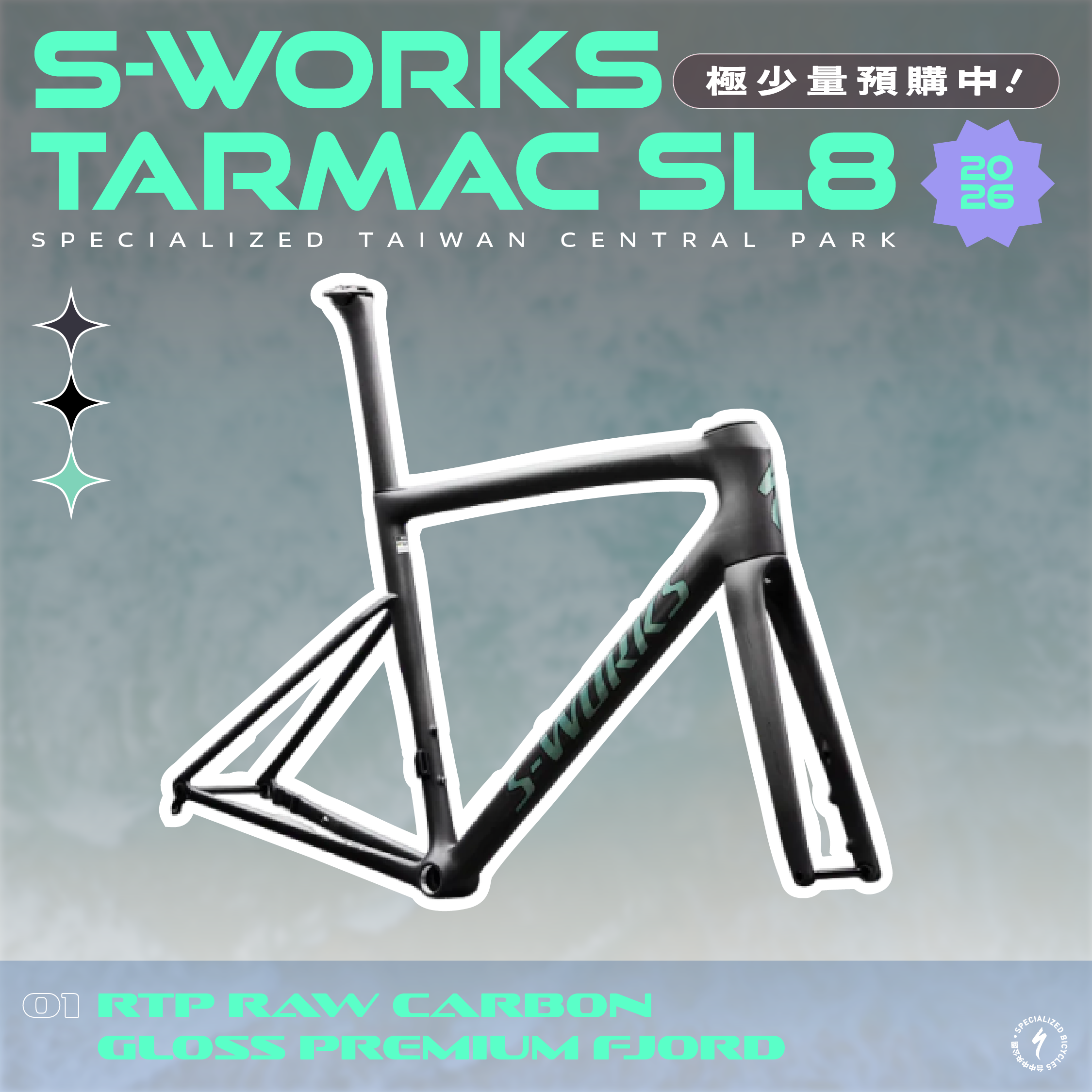 新色【Specialized】S-Works Tarmac SL8 車架組 / RTP 碳清漆