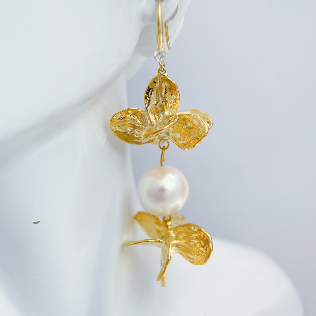 金蘭花垂墜耳環