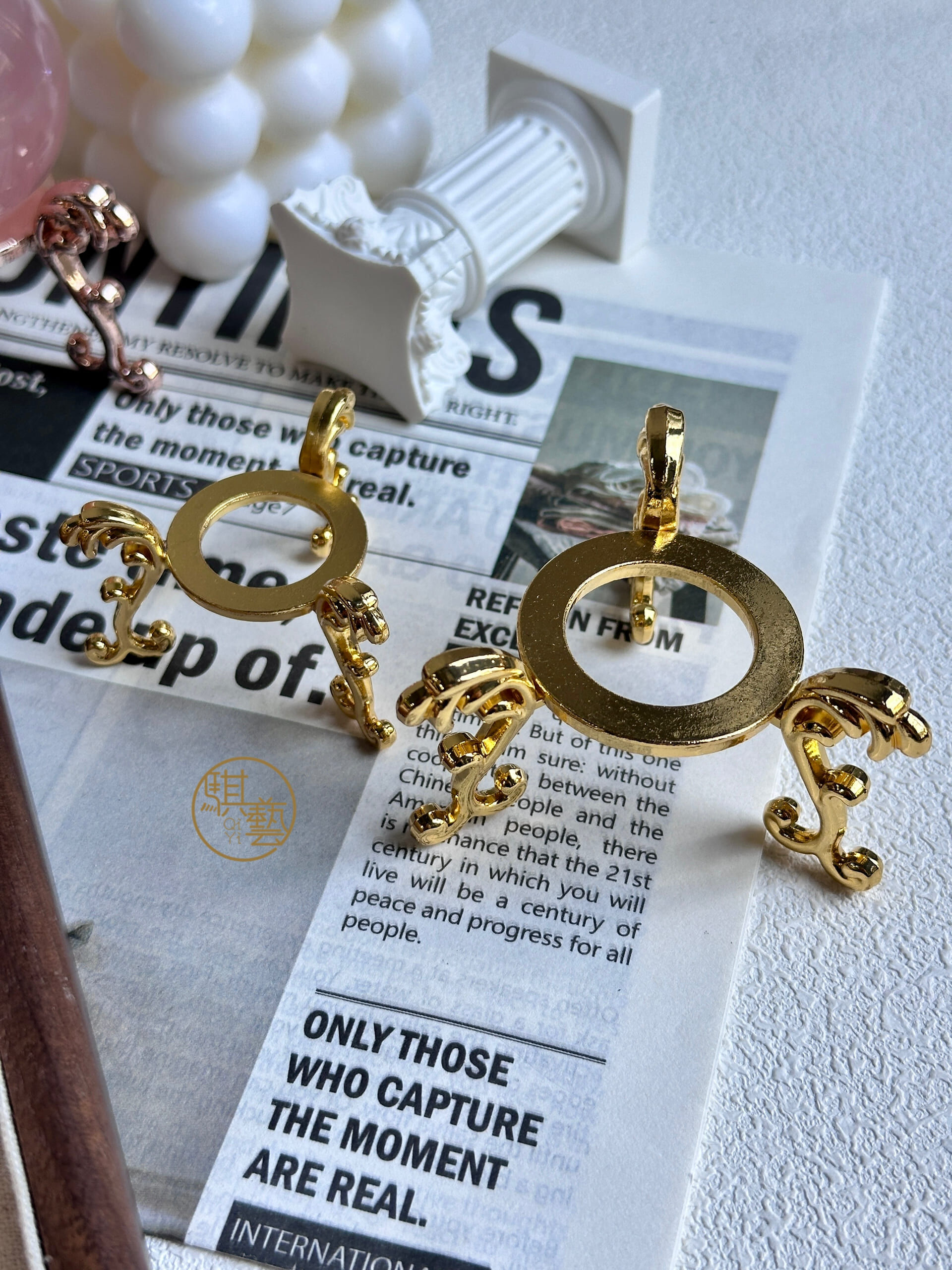 圓形金屬水晶球座｜金色/玫瑰金｜可選大小尺寸