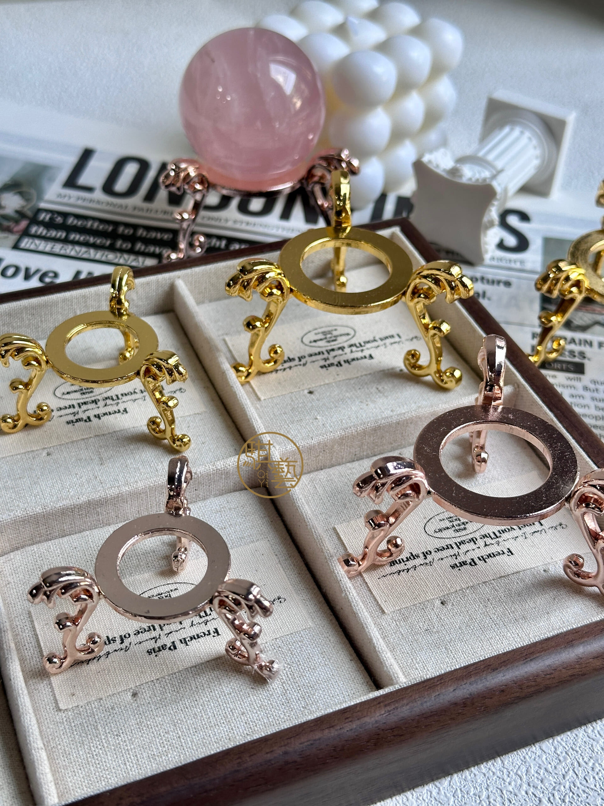 圓形金屬水晶球座｜金色/玫瑰金｜可選大小尺寸