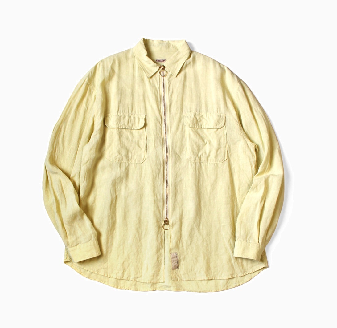 9/20 RE-STOCK: KAPITAL 2025 LINEN DRIZZLER WORD SHIRT L/S - PRE ORDER ITEM (預訂中)