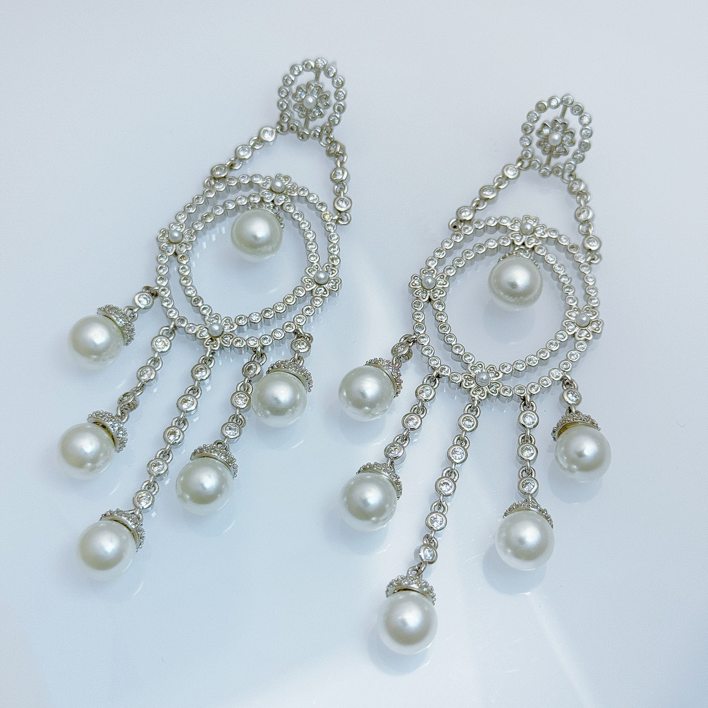 水滴珍珠花環耳環