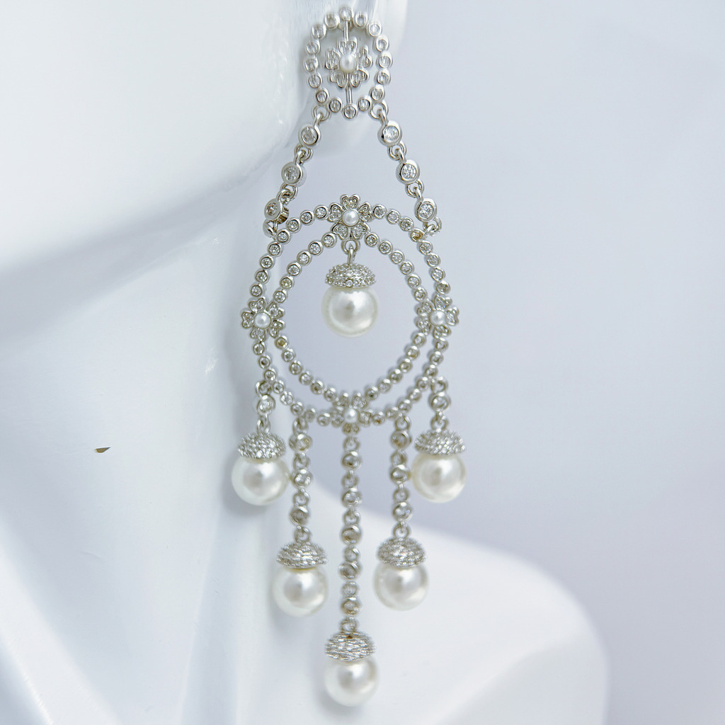 水滴珍珠花環耳環