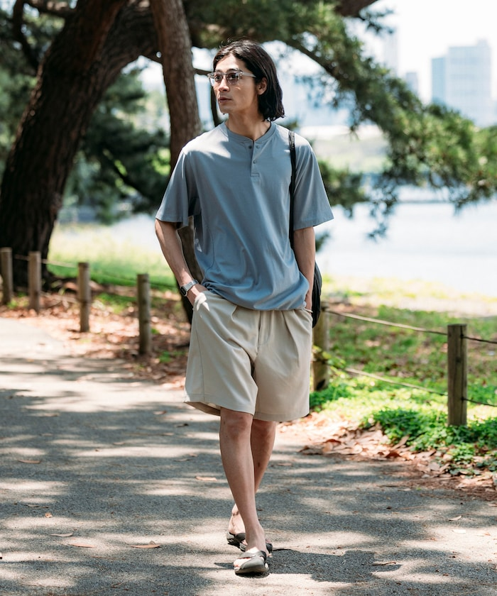 日系涼感亞麻風機能短褲