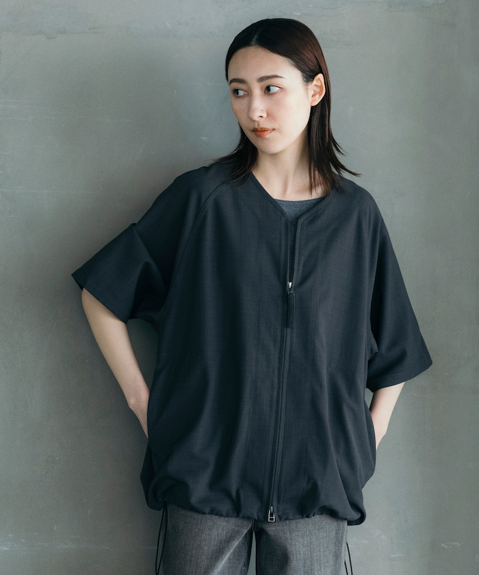 日系無領亞麻短袖棒球衫