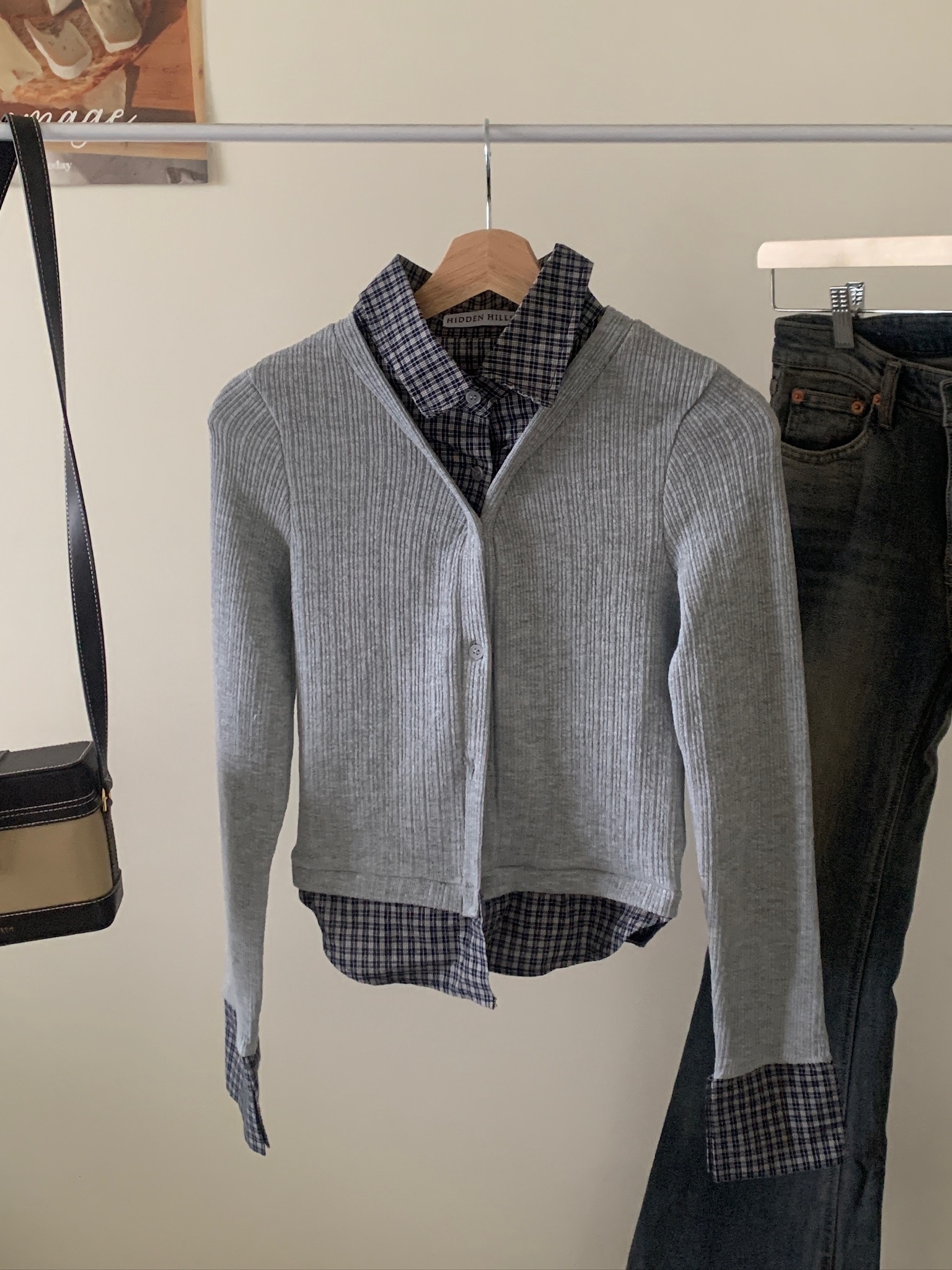 正韓 霍格華滋假兩件格紋上衣