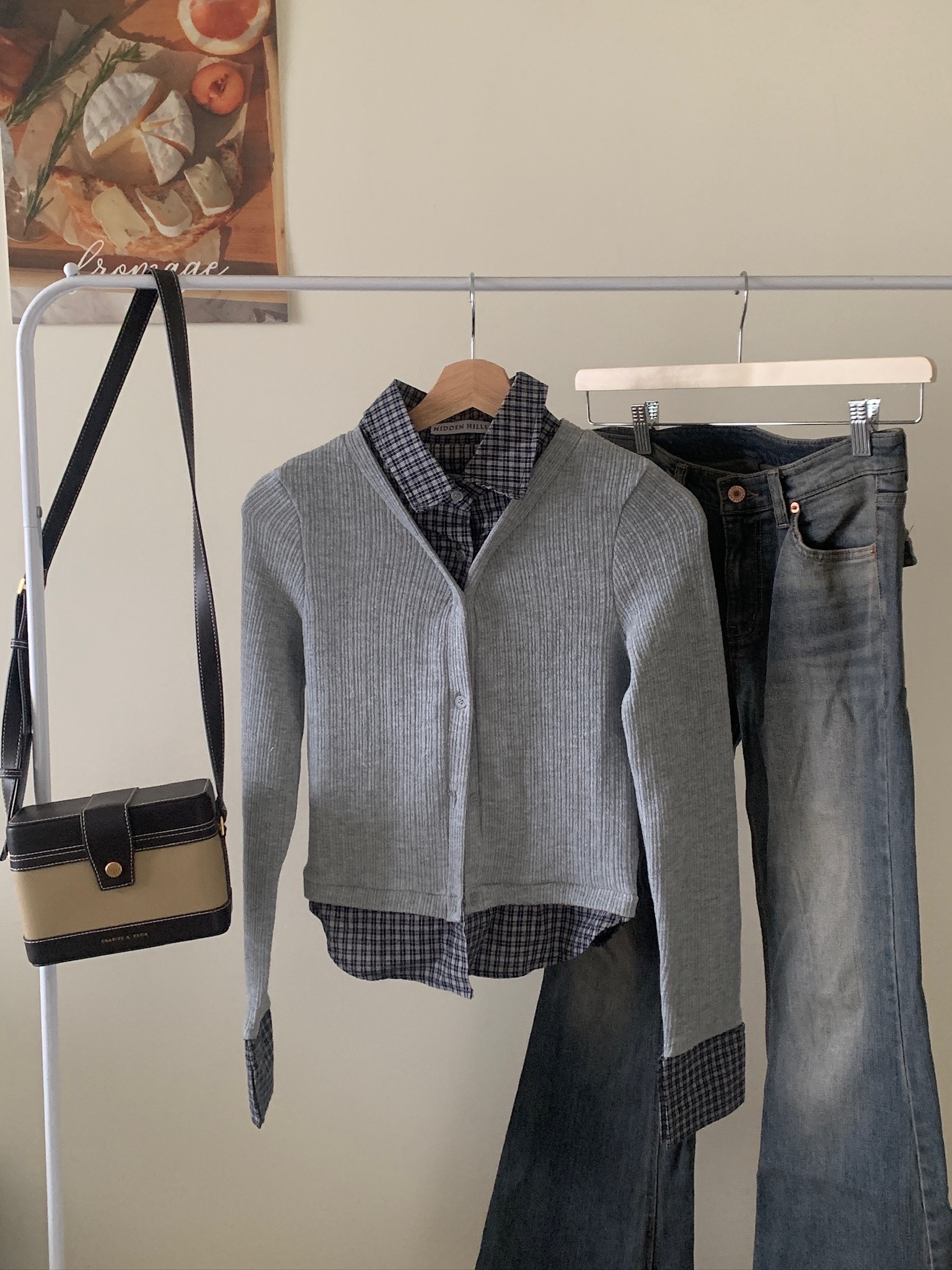 正韓 霍格華滋假兩件格紋上衣