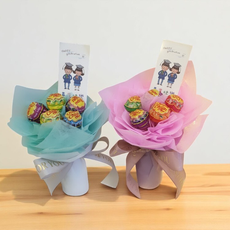 5朵5顆加倍佳棒棒糖畢業花束,Chupa Chups Lollipop Bouquet