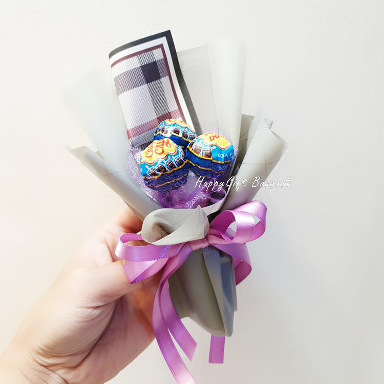 3朵3顆加倍佳棒棒糖畢業花束,Chupa Chups Lollipop Bouquet