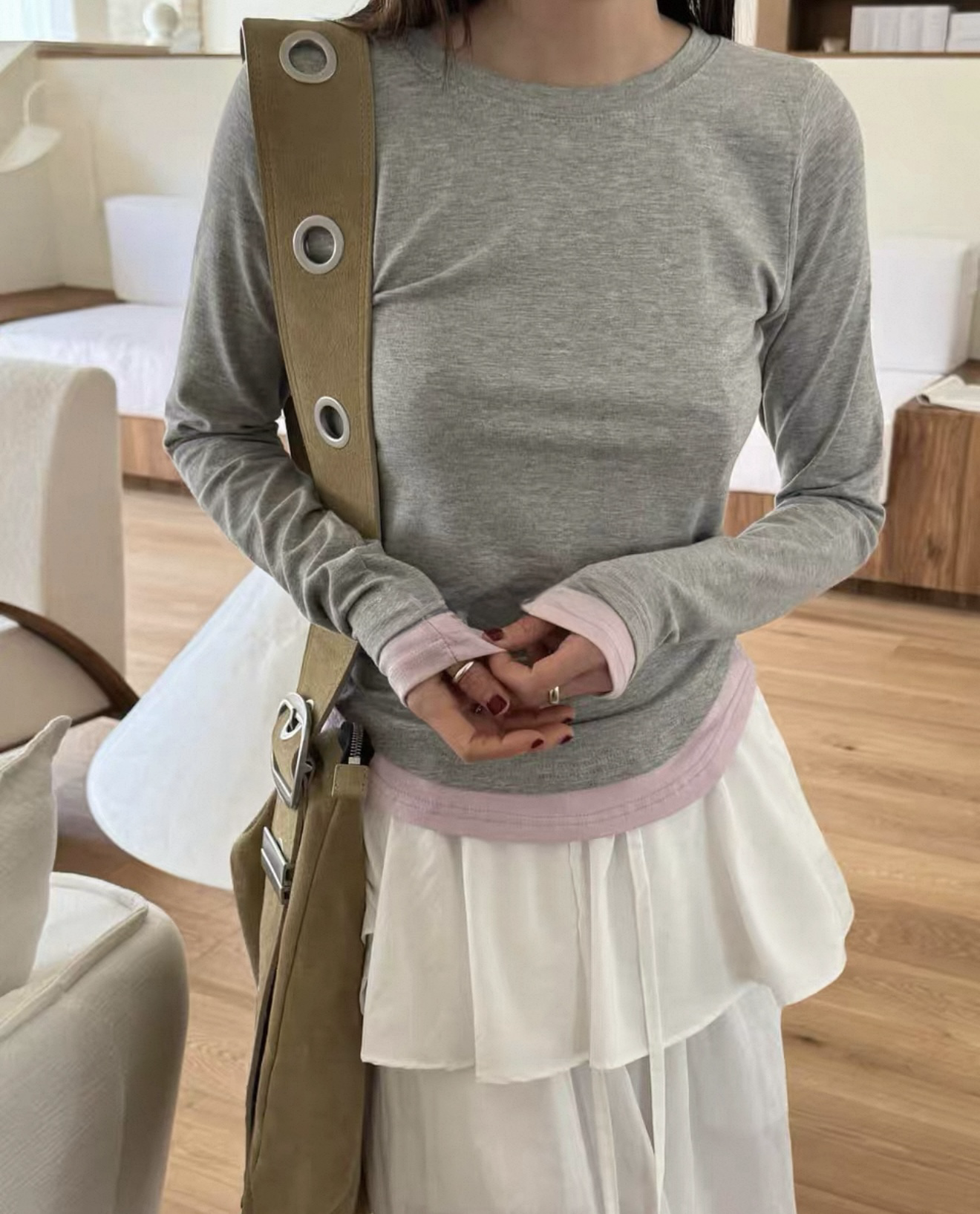 正韓 愛麗絲假兩件薄長袖 (3colors)