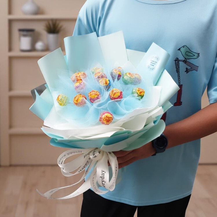21朵加倍佳棒棒糖藍色花束