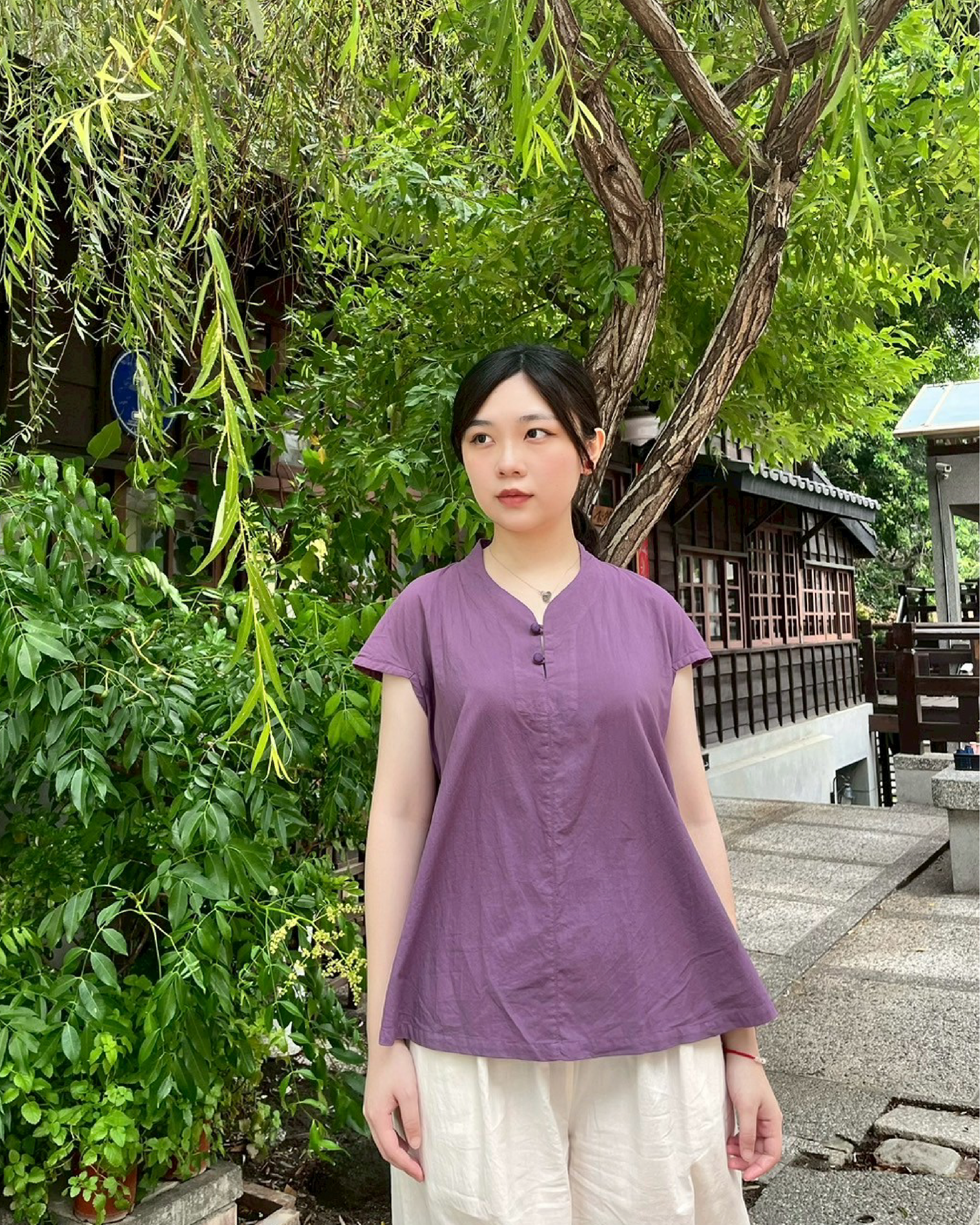 無為—包釦極短袖上衣
