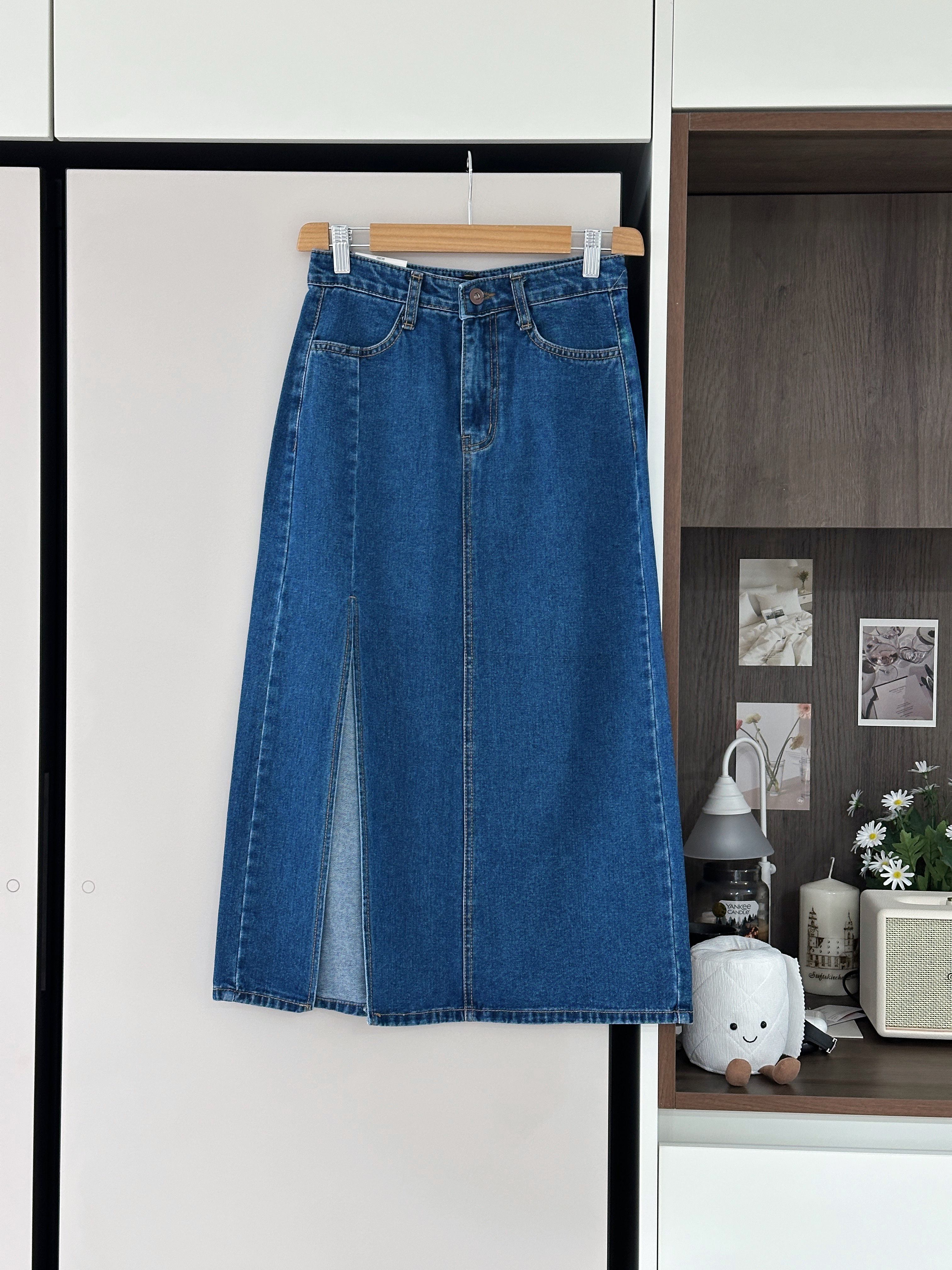 KR209 時尚休閒側開叉牛仔裙