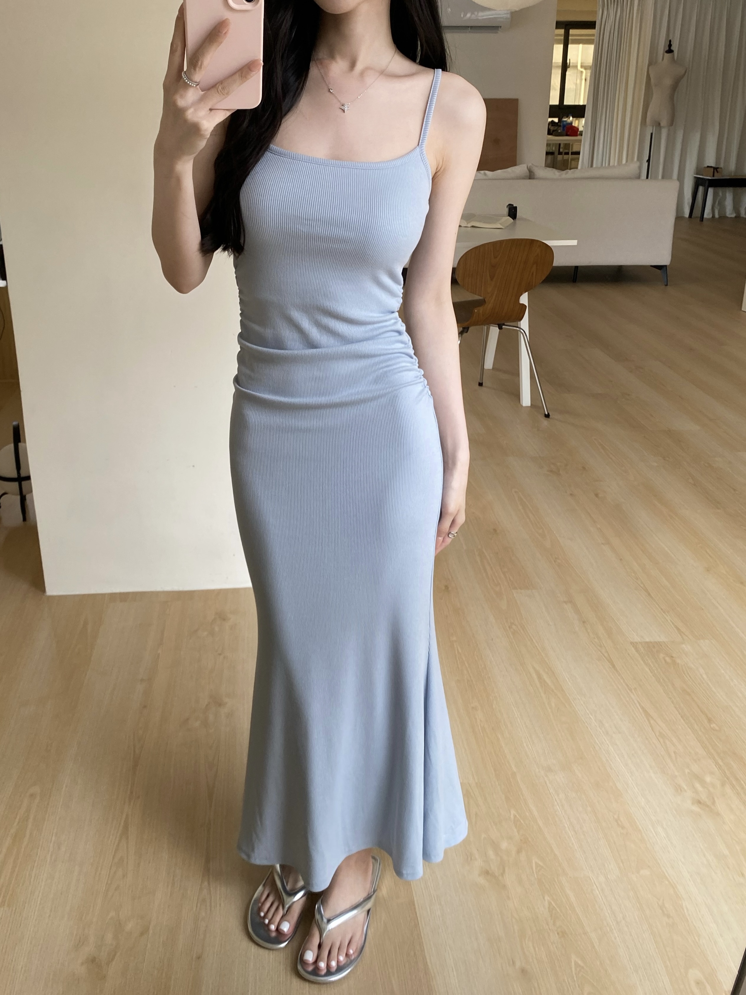 𝐂𝐡𝐢𝐞𝐬𝐭𝐮𝐝𝐢𝐨訂製·美胸抓皺魚尾連身裙/寶寶藍