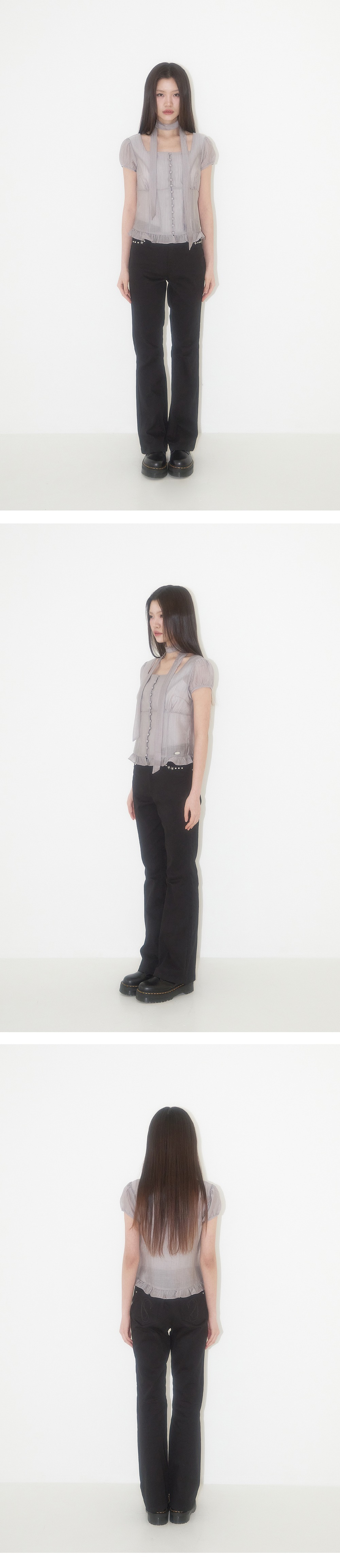 トップス ILLIGO Ribbon Tie Square Neck MUSINSA公式 | ILLIGO Ribbon Tie Square Neck Blouse White Dot