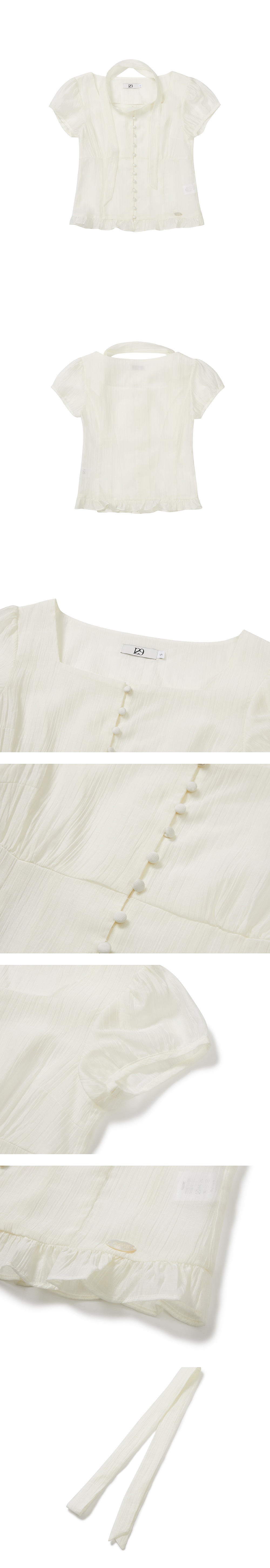 トップス ILLIGO Ribbon Tie Square Neck MUSINSA公式 | ILLIGO Ribbon Tie Square Neck Blouse - Gray