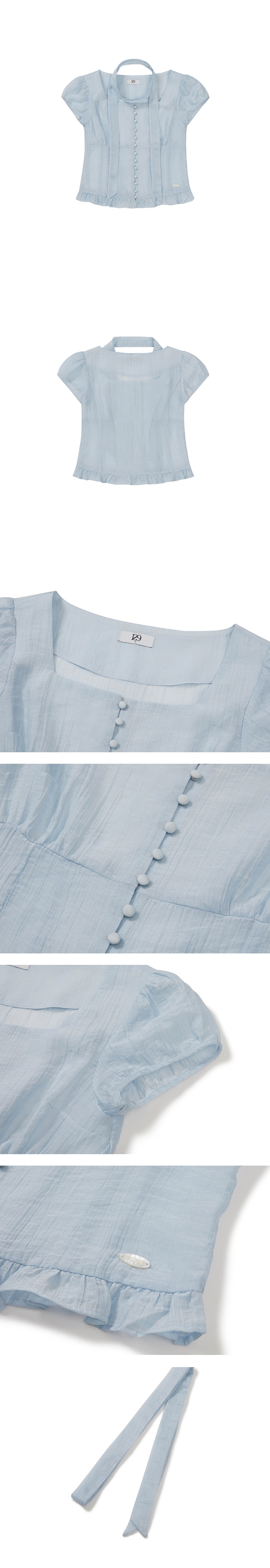トップス ILLIGO Ribbon Tie Square Neck Blouse MUSINSA公式 | ILLIGO Ribbon Tie Square Neck Blouse - Gray