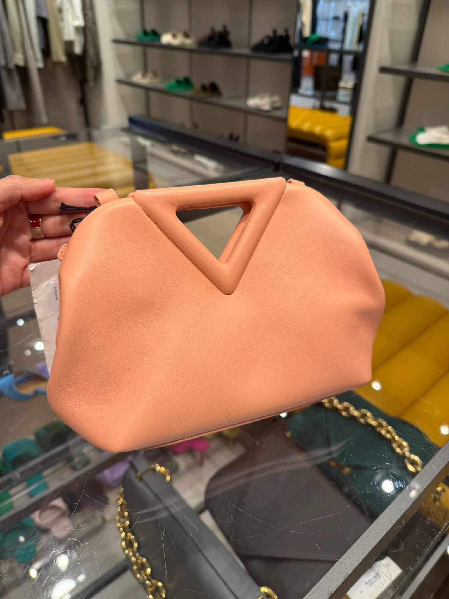 Bottega Veneta BV Vitello Nappato chain bag peachy pink