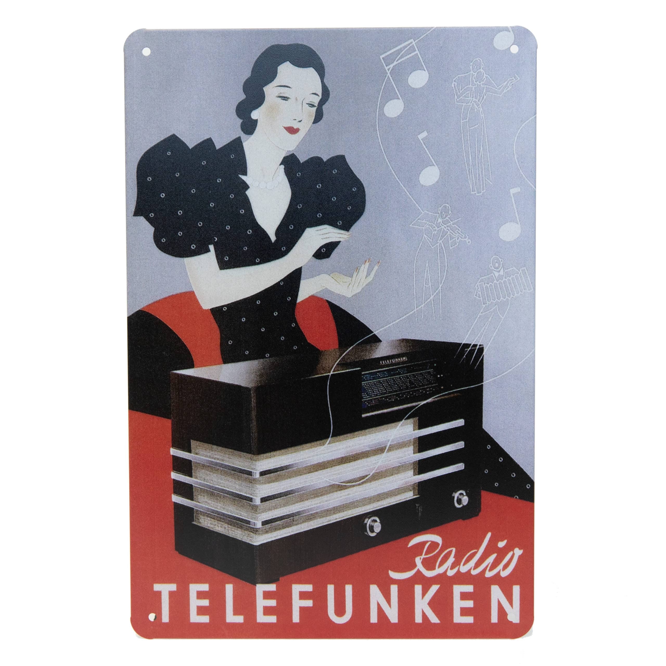 Telefunken - Metal Sign – Radio Lady Red