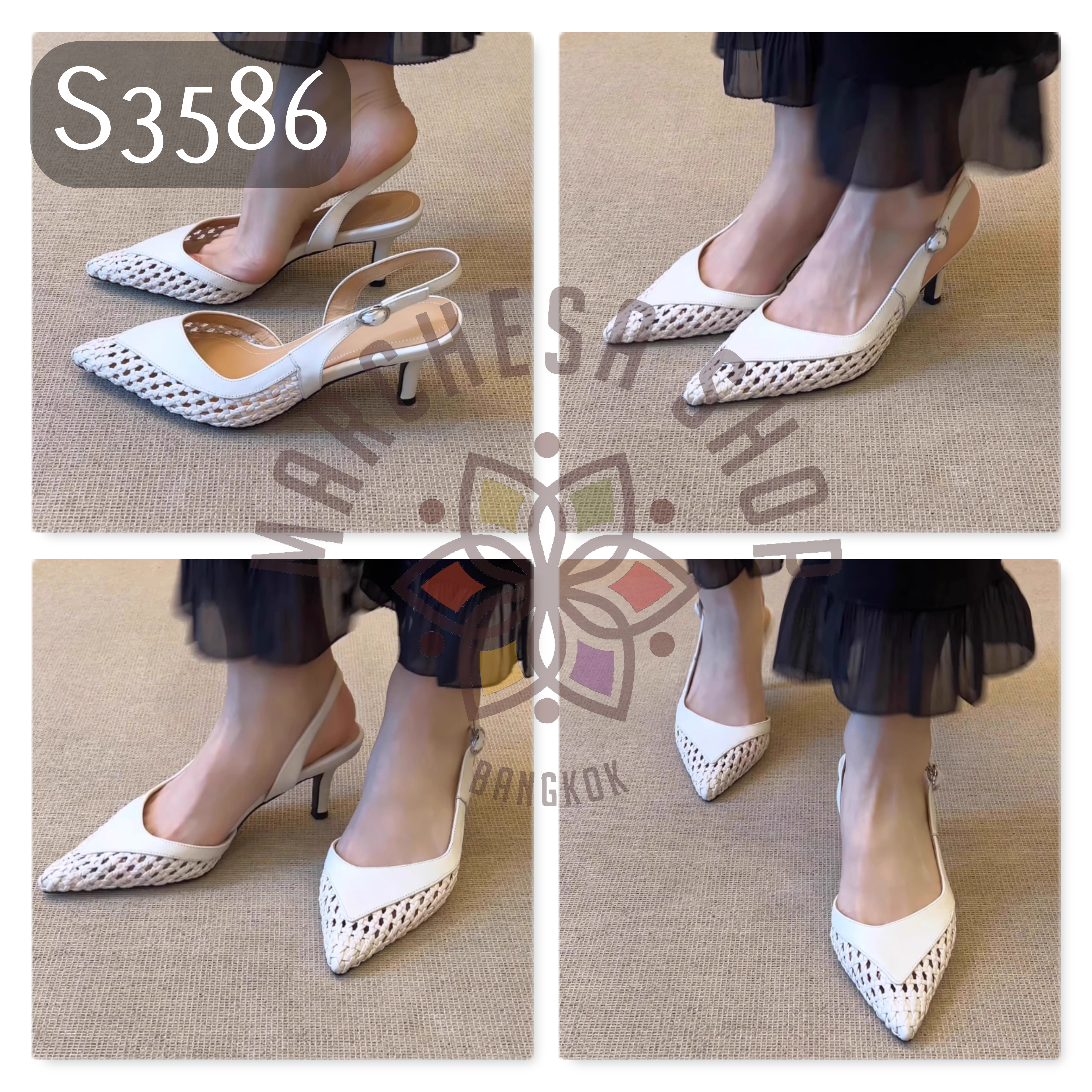 S3586 - 頭層羊皮鏤空圓洞高踭涼鞋