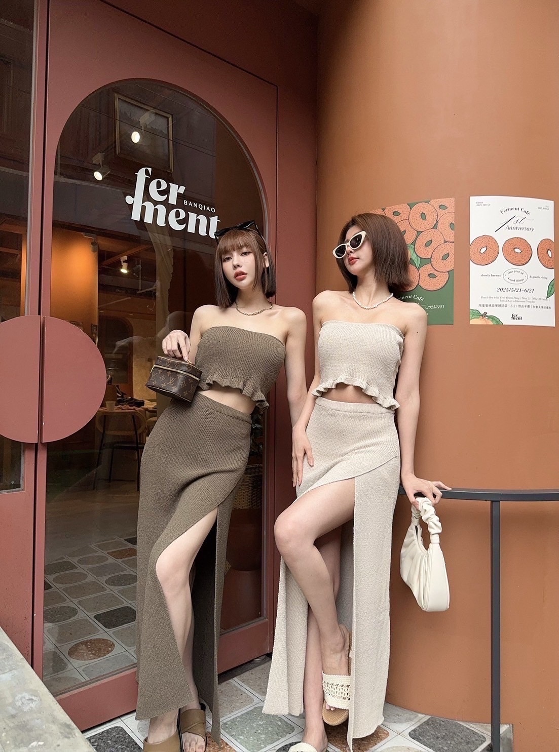 🇹🇼爆款回歸 · 渡假感木耳邊平口+開衩長裙set