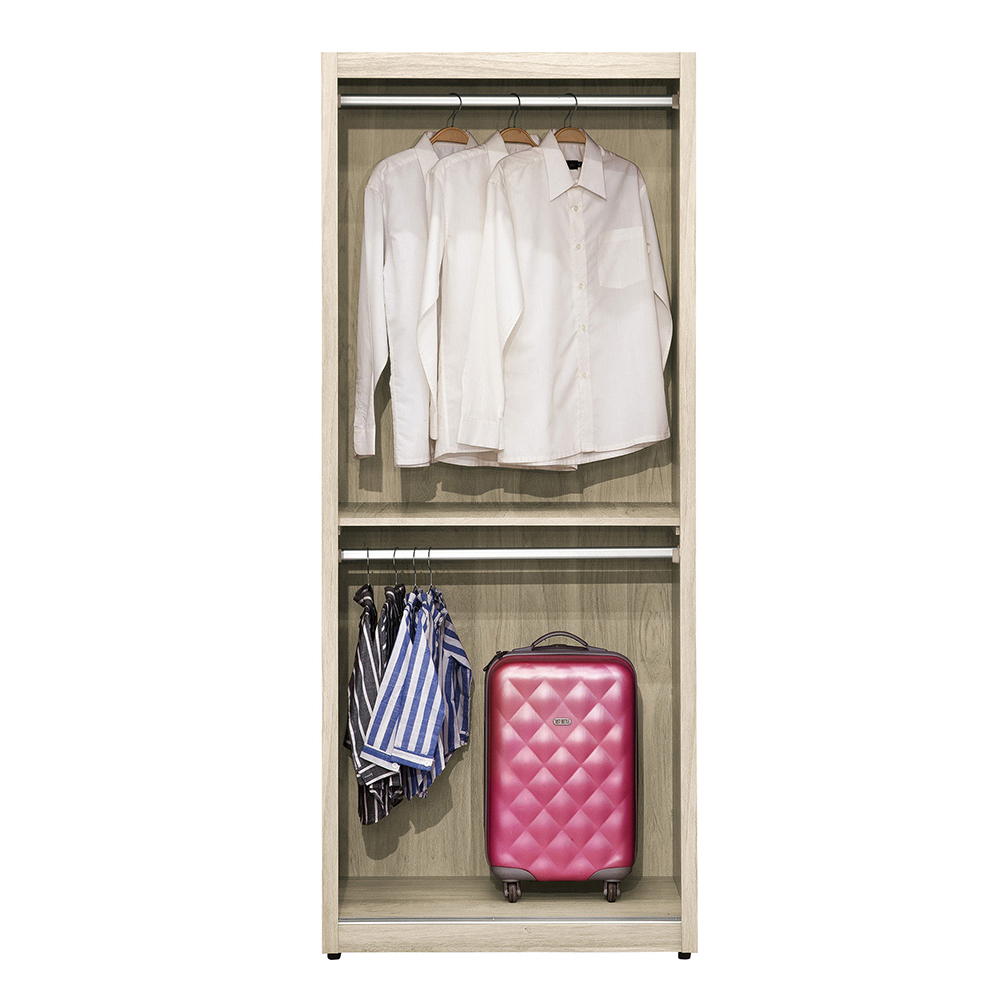 羅菲2.7尺推/拉門衣櫃(雙吊桿)